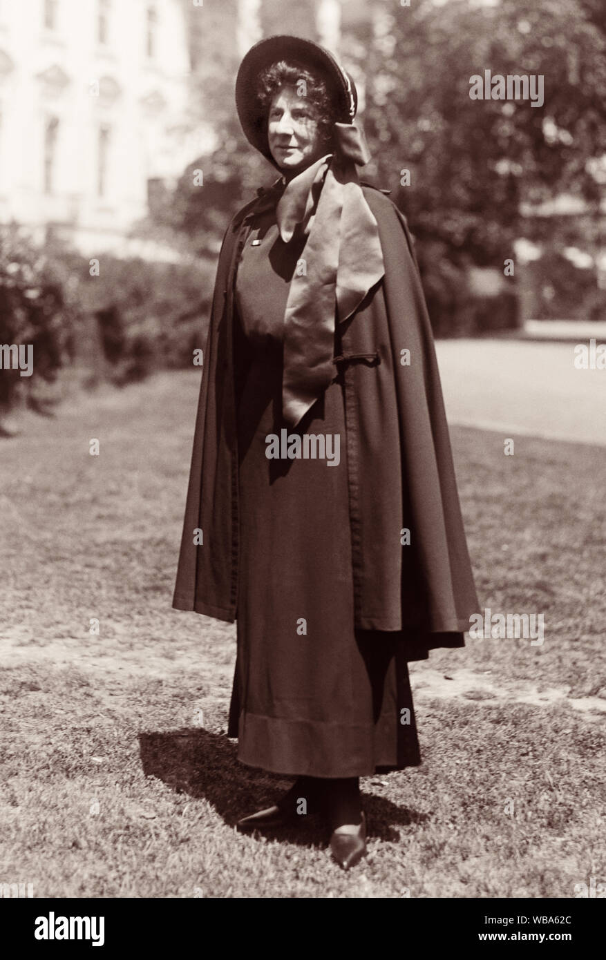 Evangeline Cory Booth (1865-1950), daughter of the Salvation Army's founders General William and Catherine Booth, at the White House in Washington, D.C. between 1921 and 1923. Evangeline became the first woman General of the Salvation Army in 1934. Stock Photo
