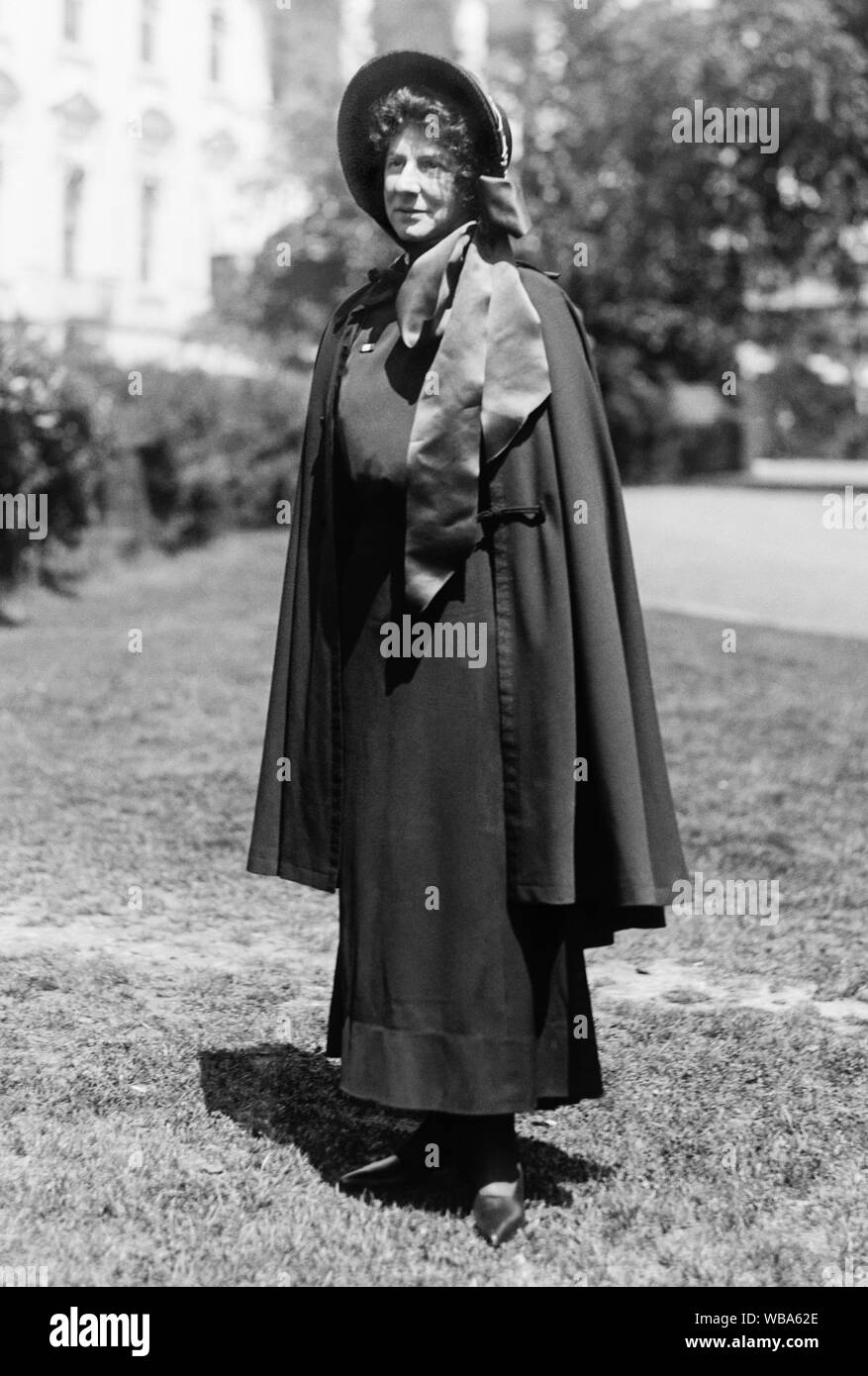 Evangeline Cory Booth (1865-1950), daughter of the Salvation Army's founders General William and Catherine Booth, at the White House in Washington, D.C. between 1921 and 1923. Evangeline became the first woman General of the Salvation Army in 1934. Stock Photo