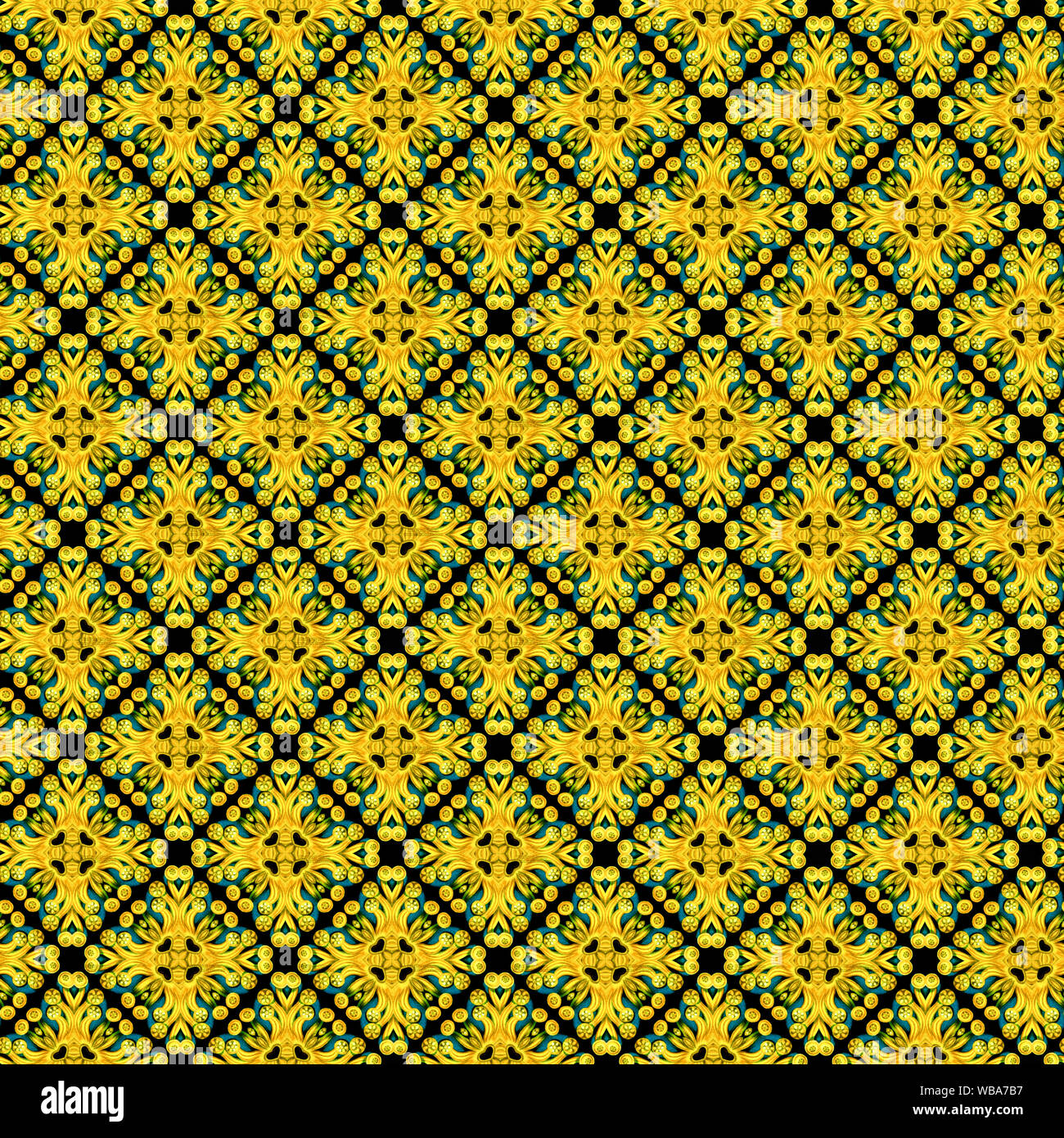 Interesting shapes and colors create a symmetrical design pattern that can be tiled seamlessly for use as textile or fabric, or a wallpaper background Stock Photo