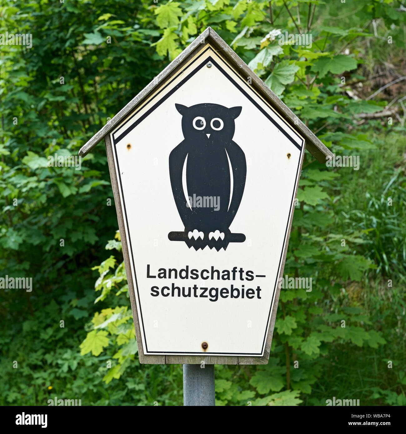 Sign on a hiking trail in Thuringia with the inscription 'Conservation area' Stock Photo