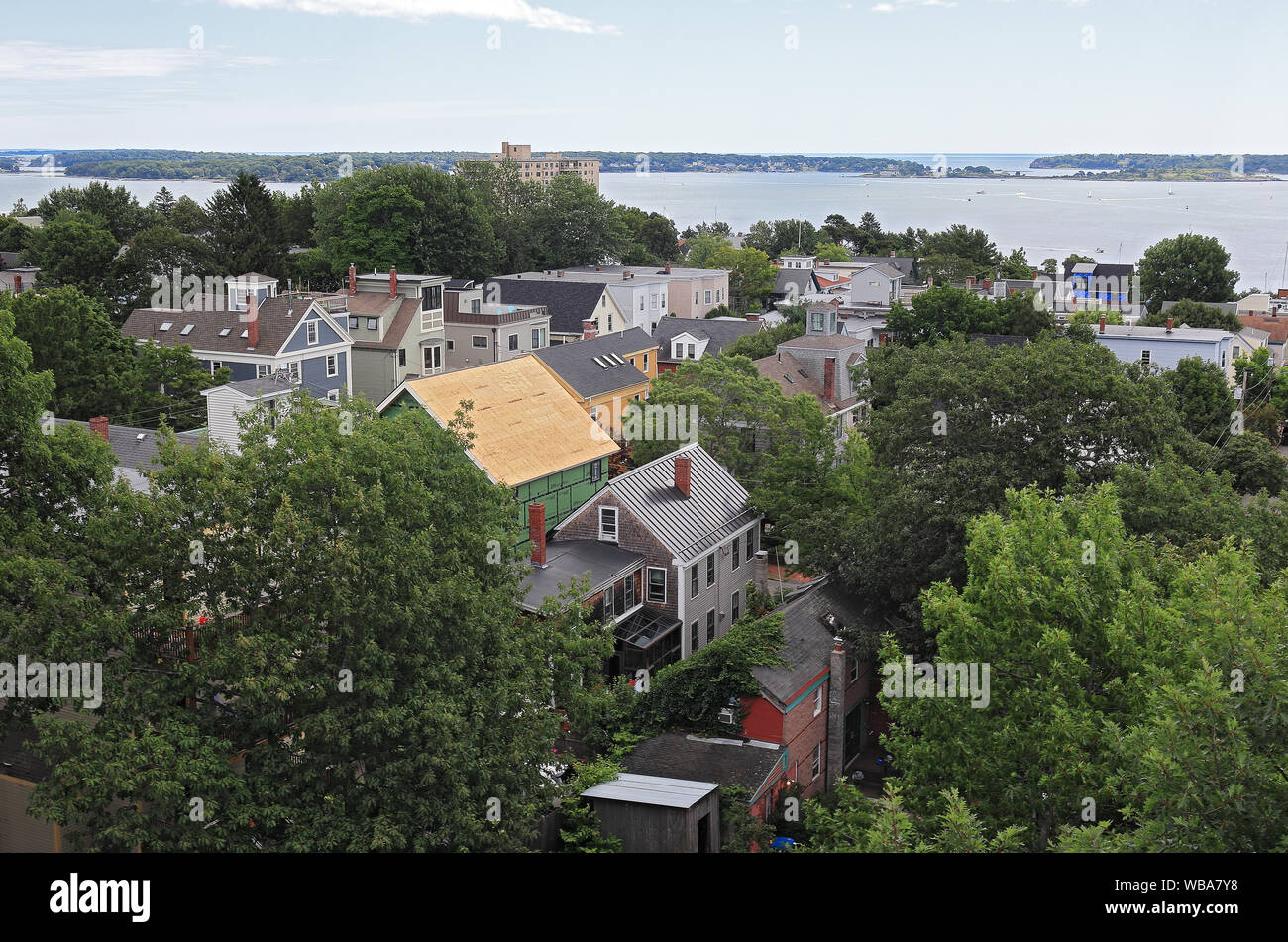 Portland City Skyline from Portland Observatory on Munjoy Hill in