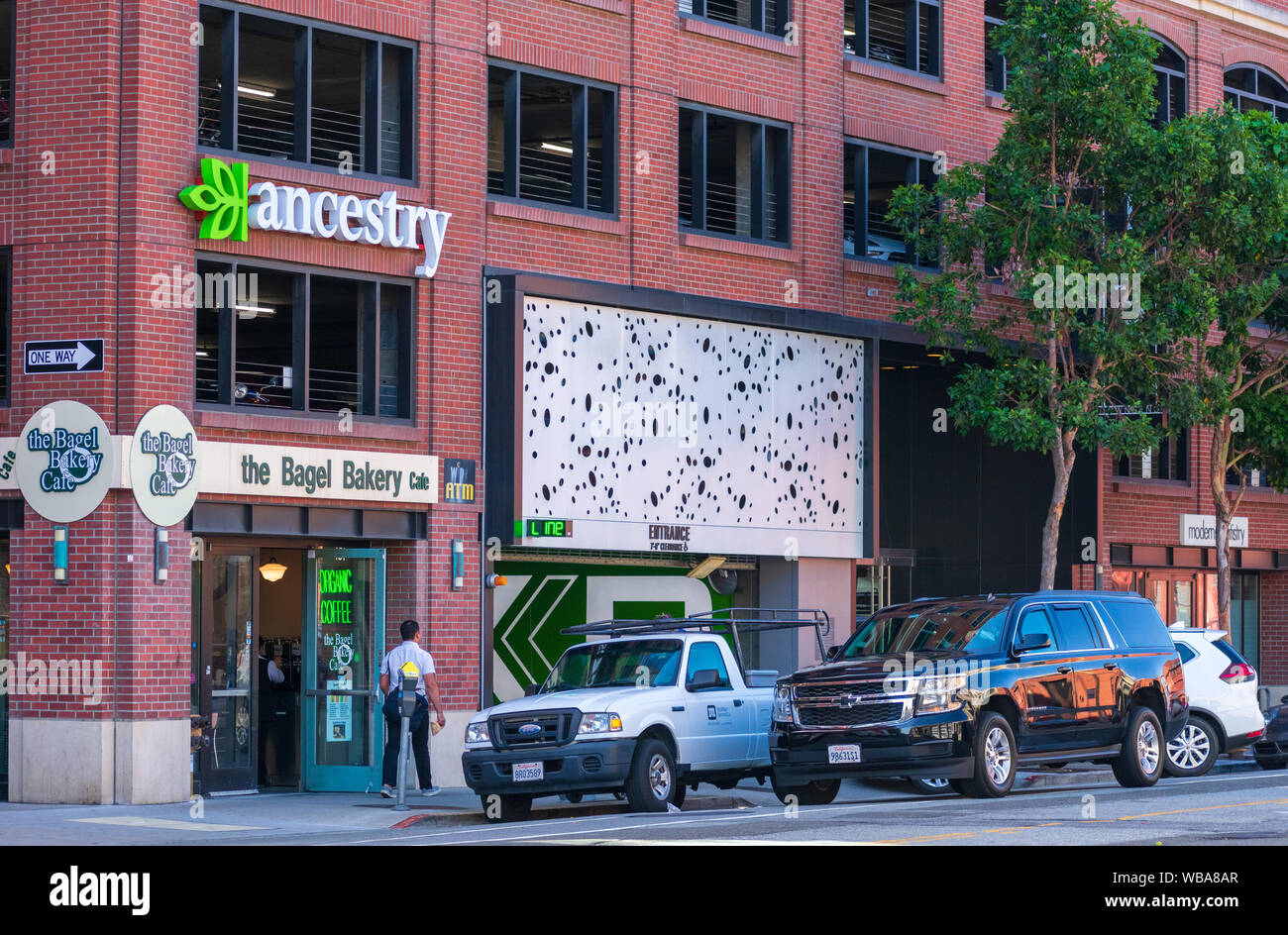 Ancestry for-profit genealogy company office facade in Silicon Valley Stock Photo