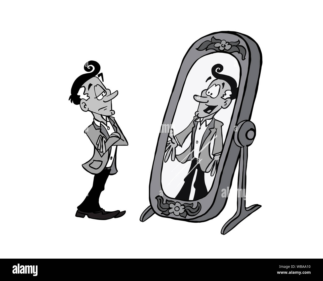 Man looking into mirror cartoon Cut Out Stock Images \u0026 Pictures - Alamy, image size:1300x1130