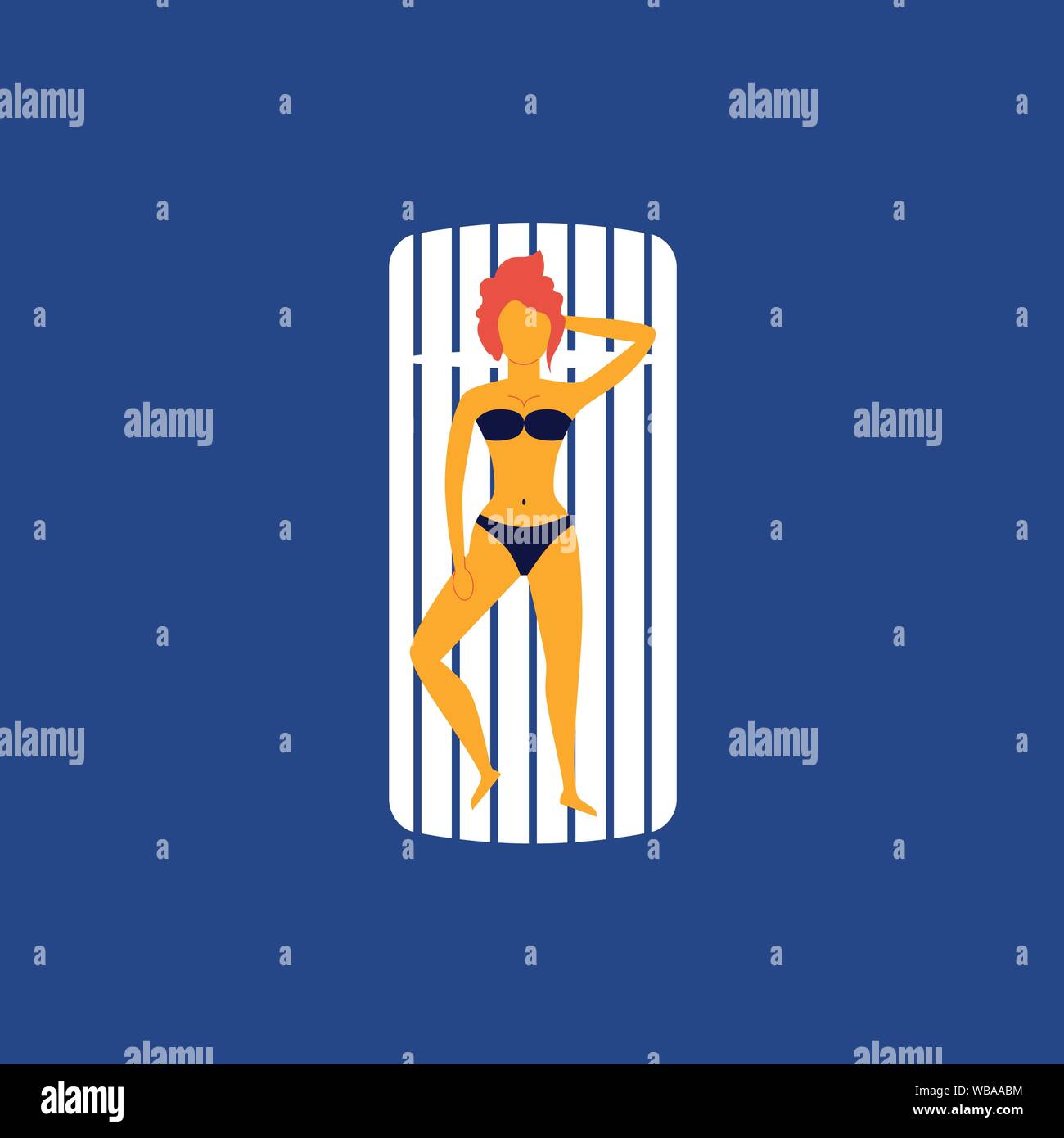 Woman floating relaxing on the air mattress Stock Vector