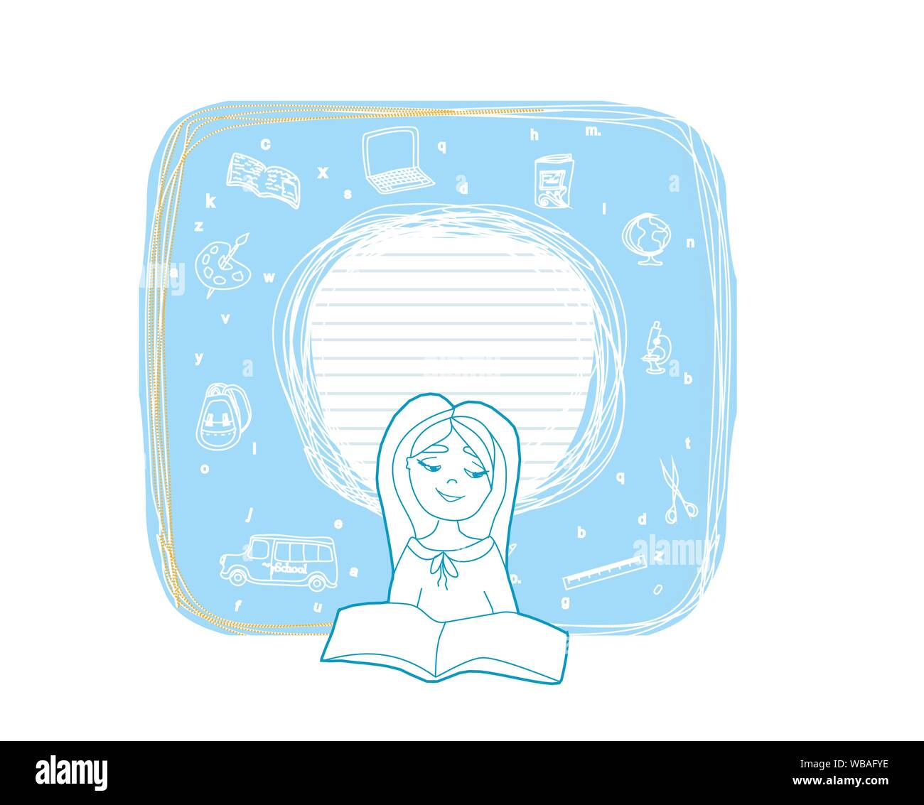 Back to school - pen sketch card Stock Vector