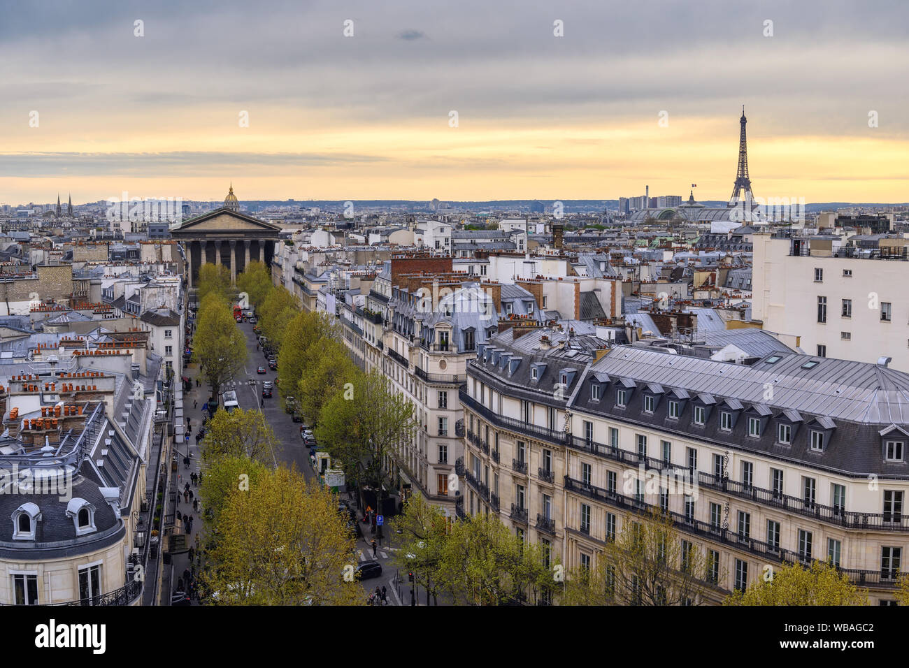 Paris France aerial view city skyline at La Madeleine (Madeleine Church