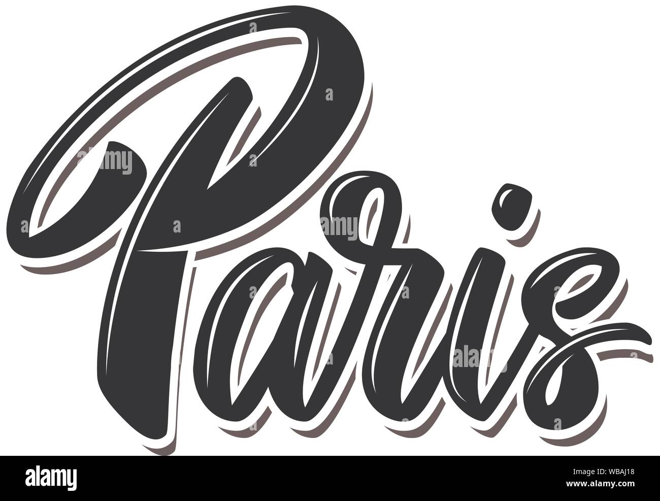 Paris (capital of France).  Lettering phrase on white background. Design element for poster, banner, t shirt, emblem. Vector illustration Stock Vector