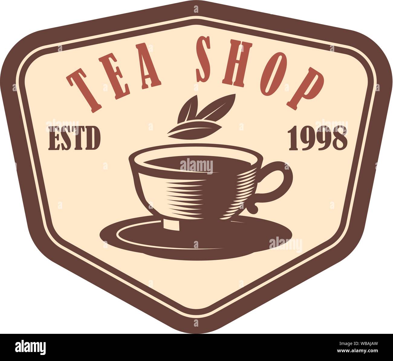 Tea shop emblem template. Design element for logo, label, sign, poster ...