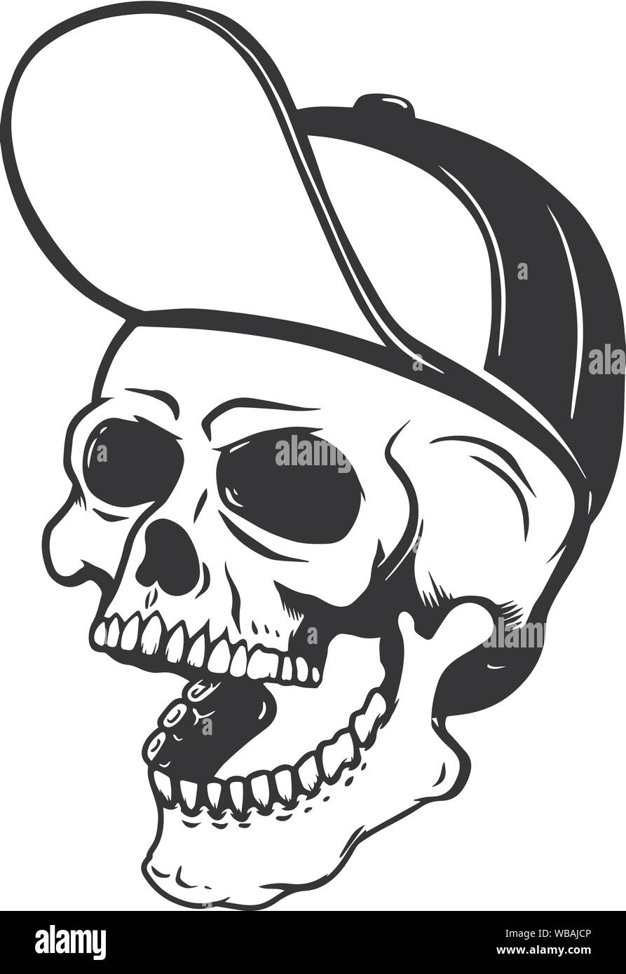 Illustration of human skull in baseball cap. Design element for poster,  card, flyer, emblem, sign. Vector illustration Stock Vector Image & Art -  Alamy