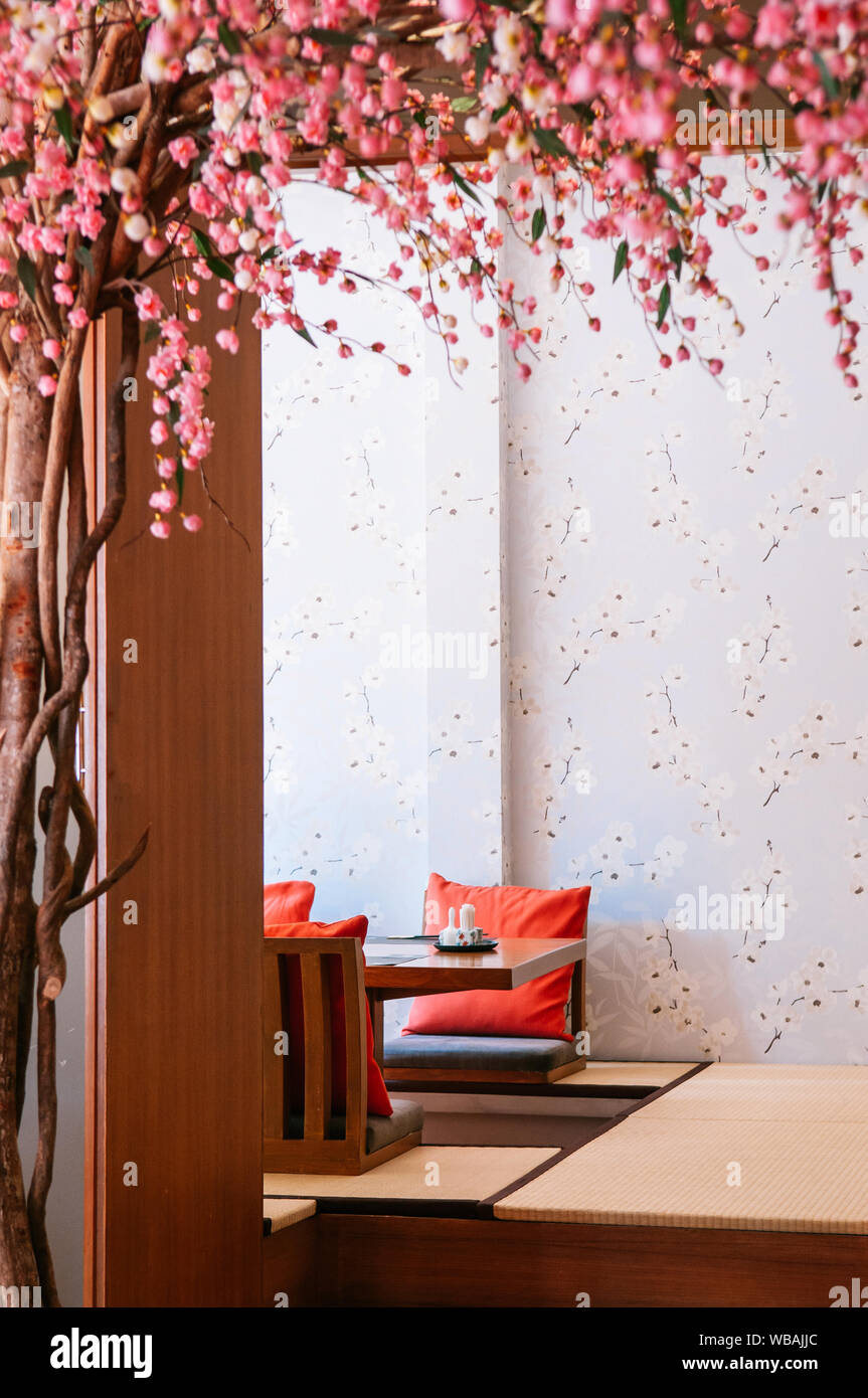 JAN 14, 2103 Bangkok, THAILAND Modern Japanese restaurant interior