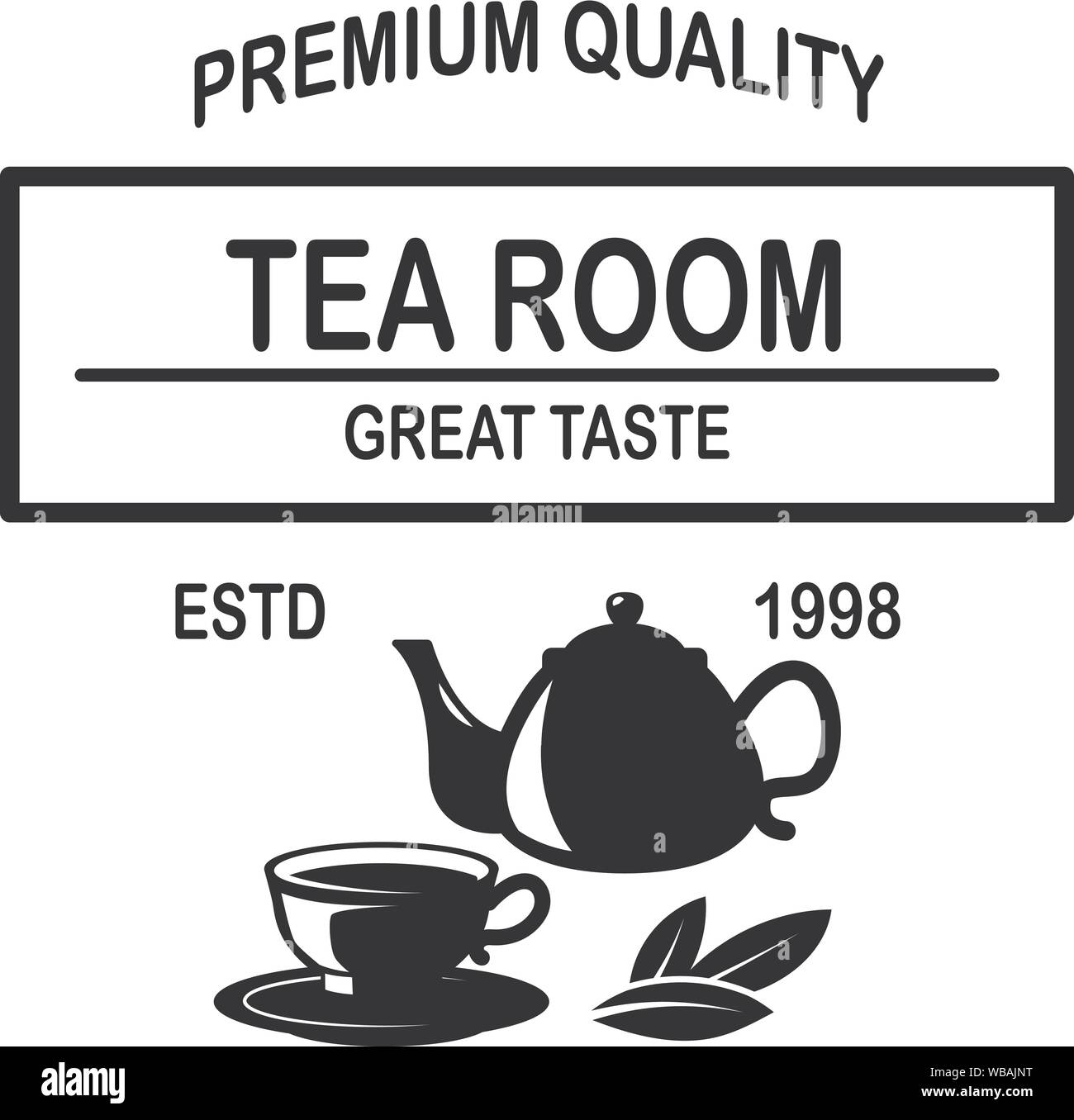 Tea shop emblem template. Design element for logo, label, sign, poster