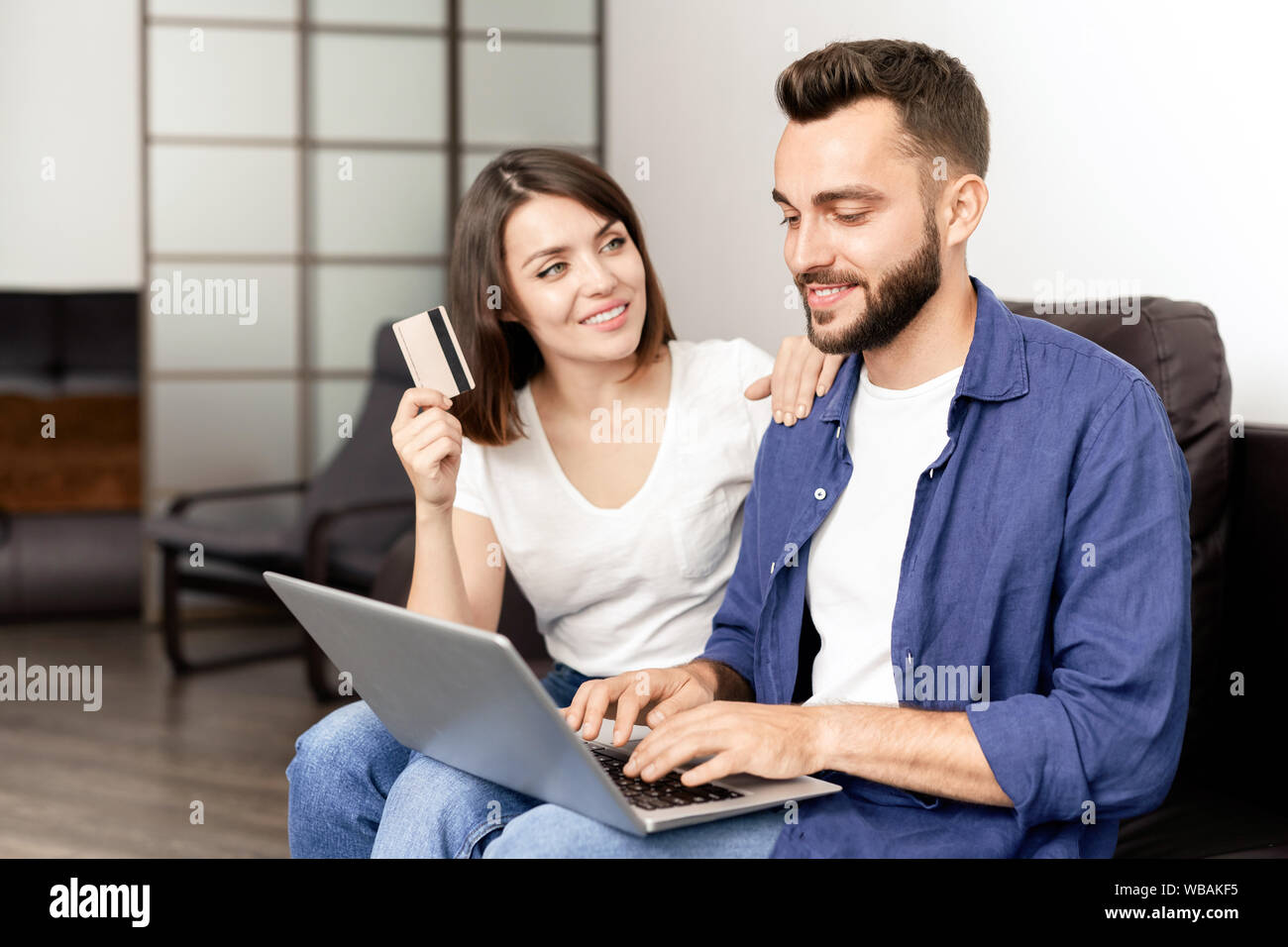 Couple buying furniture on Stock Photo Alamy