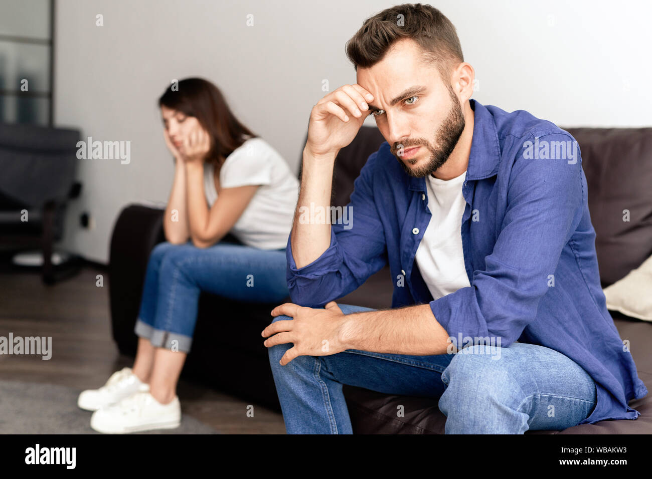 Frustrated couple not talking to one another Stock Photo