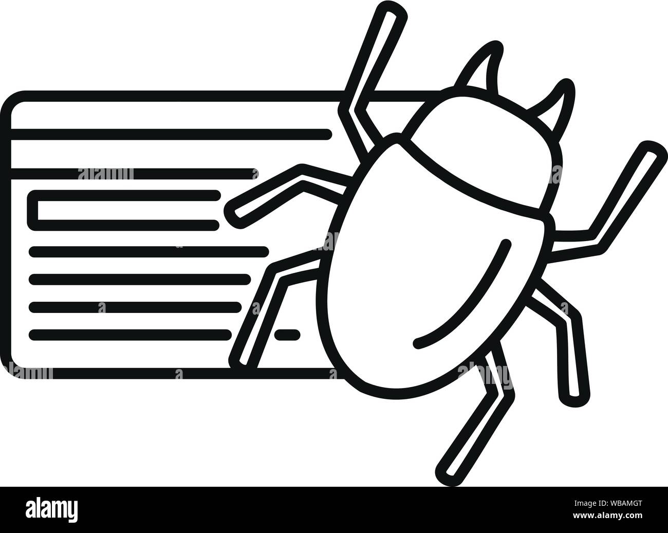 Credit card bug icon. Outline credit card bug vector icon for web ...