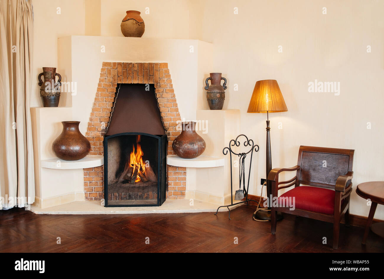Feb 25 2014 Dalat Vietnam Vintage Retro Old Brick Fireplace