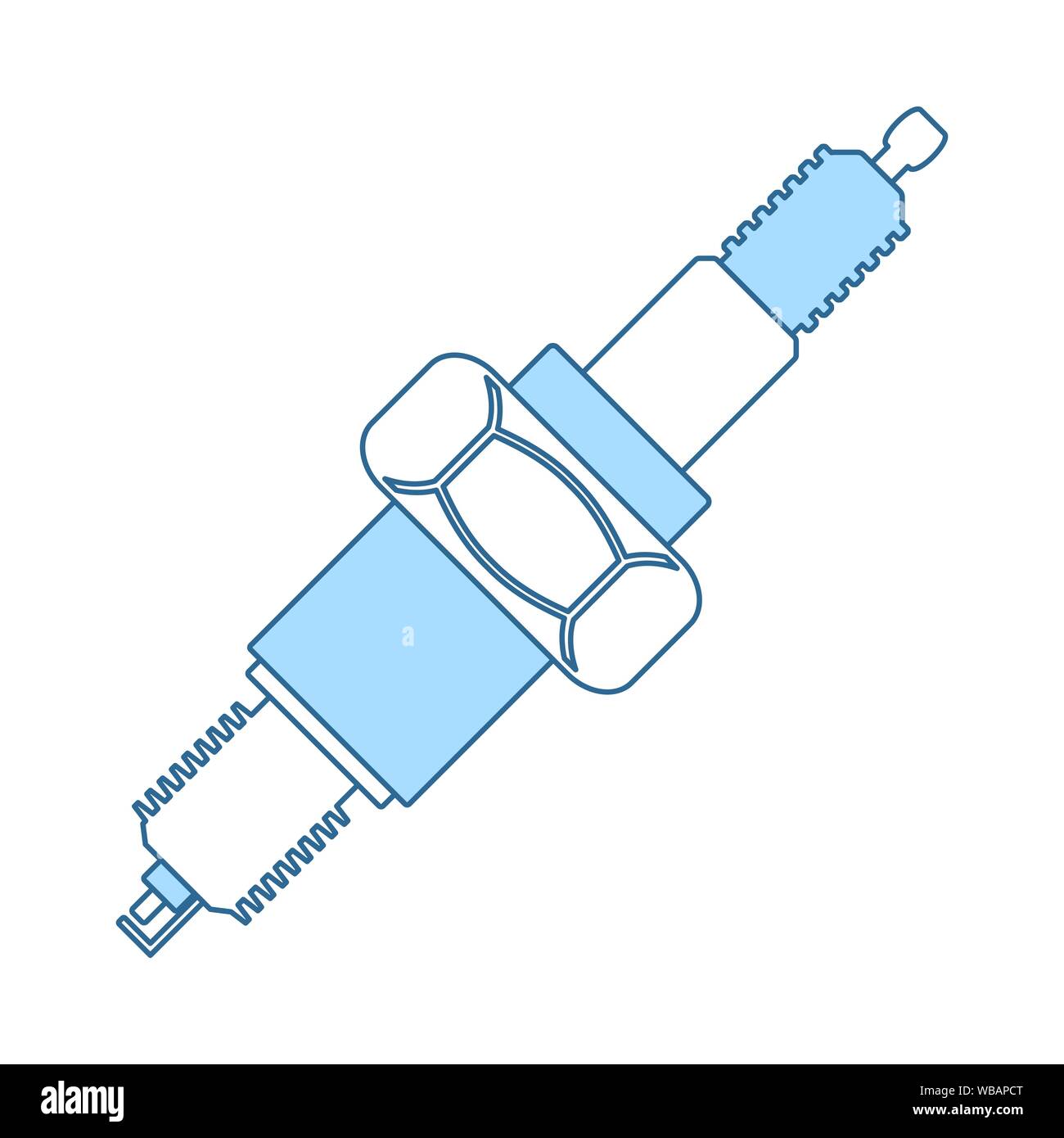 Spark Plug Icon. Thin Line With Blue Fill Design. Vector Illustration. Stock Vector