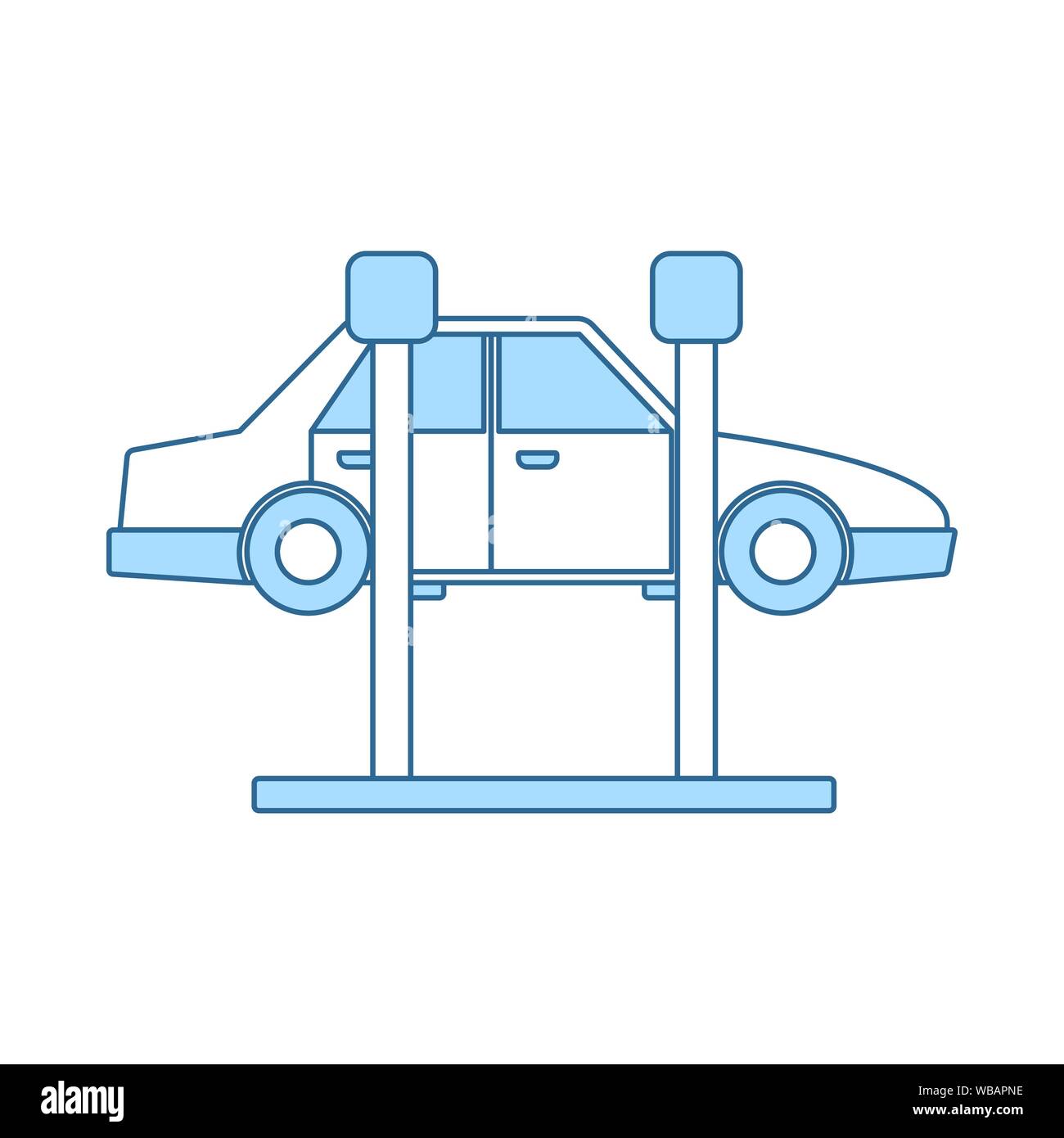 Car Lift Icon. Thin Line With Blue Fill Design. Vector Illustration. Stock Vector