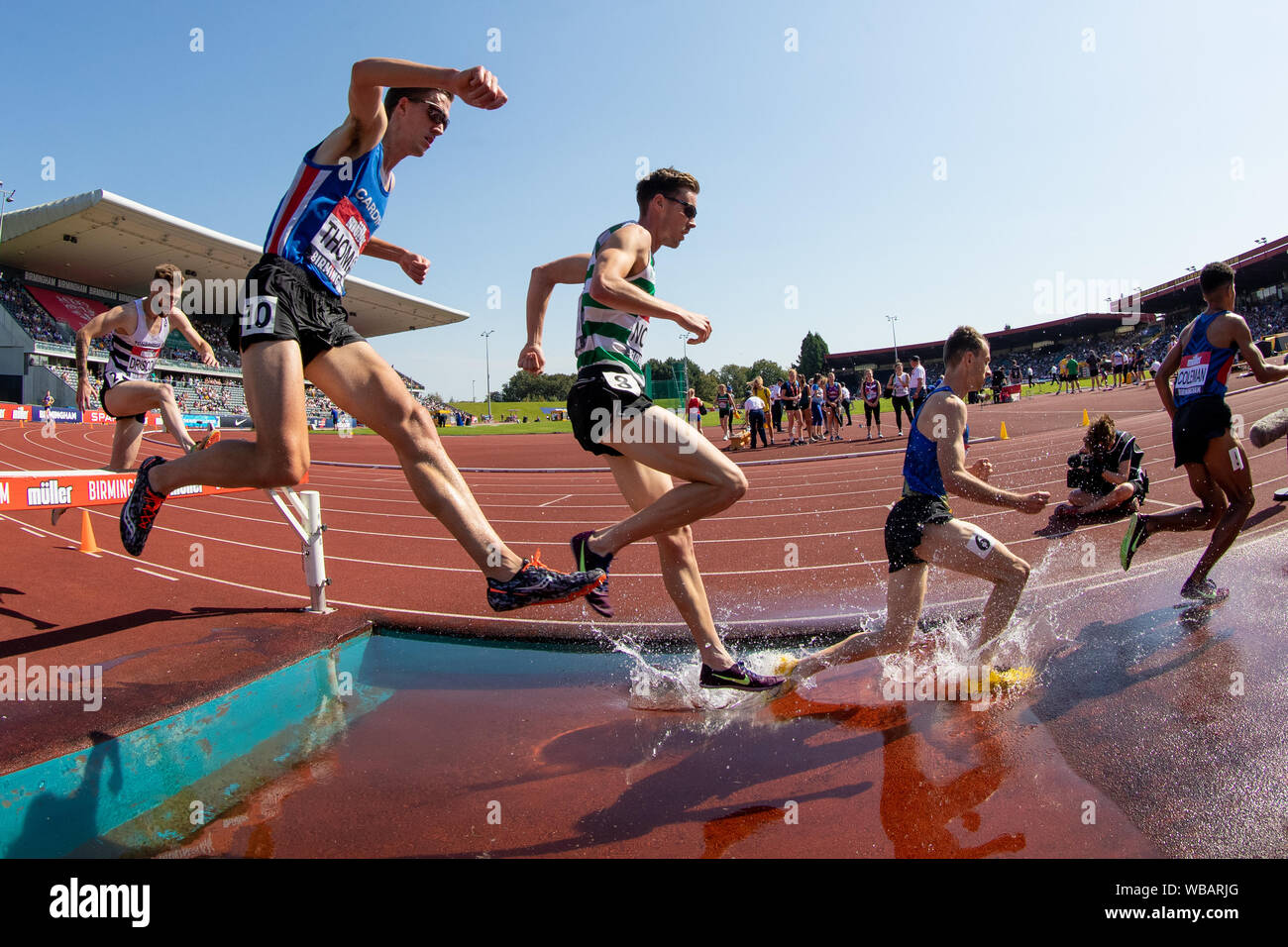 Men's steeplechase water jump at the Muller British Athletics