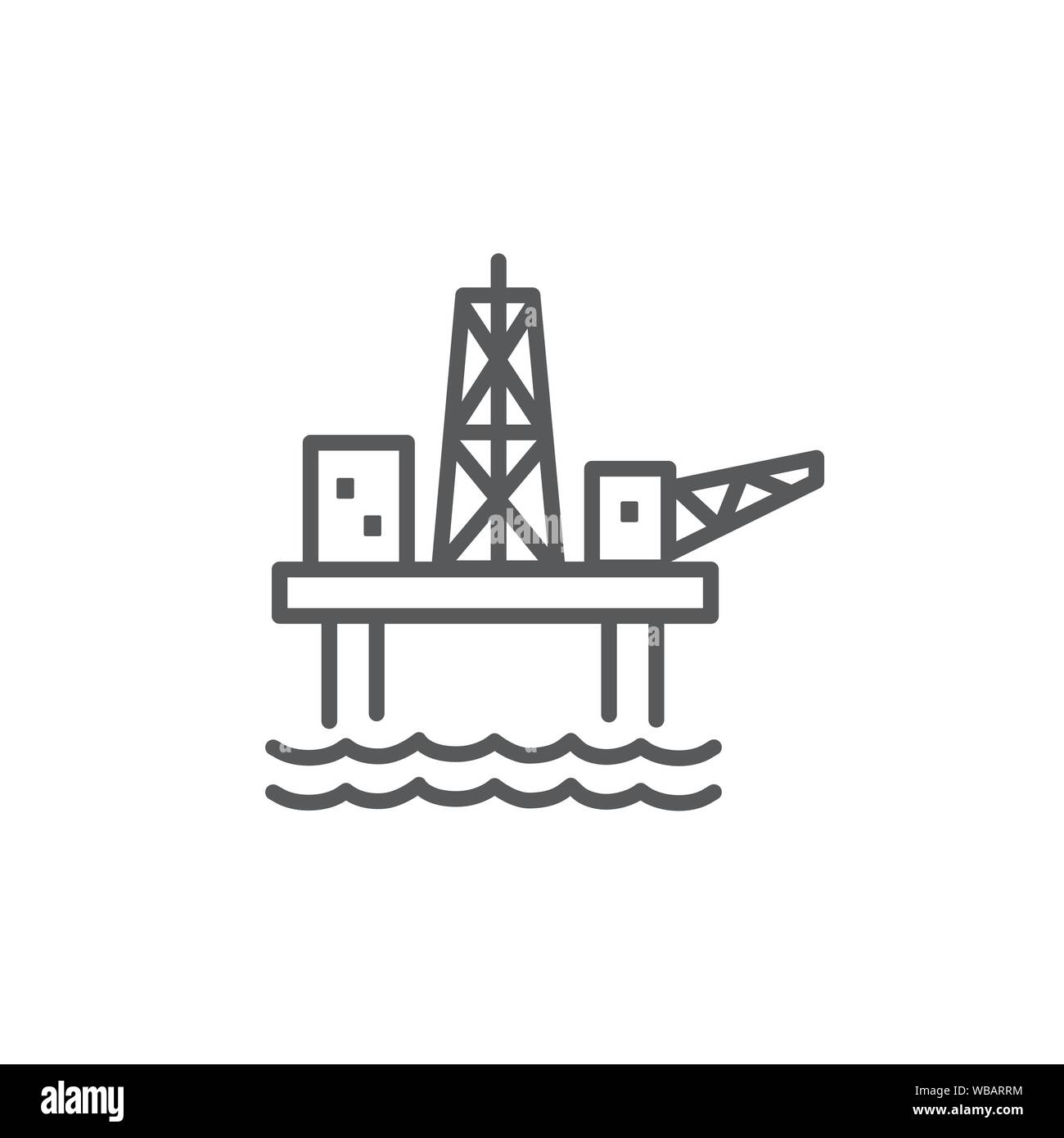 Oil Platform Line Icon on white background Stock Vector