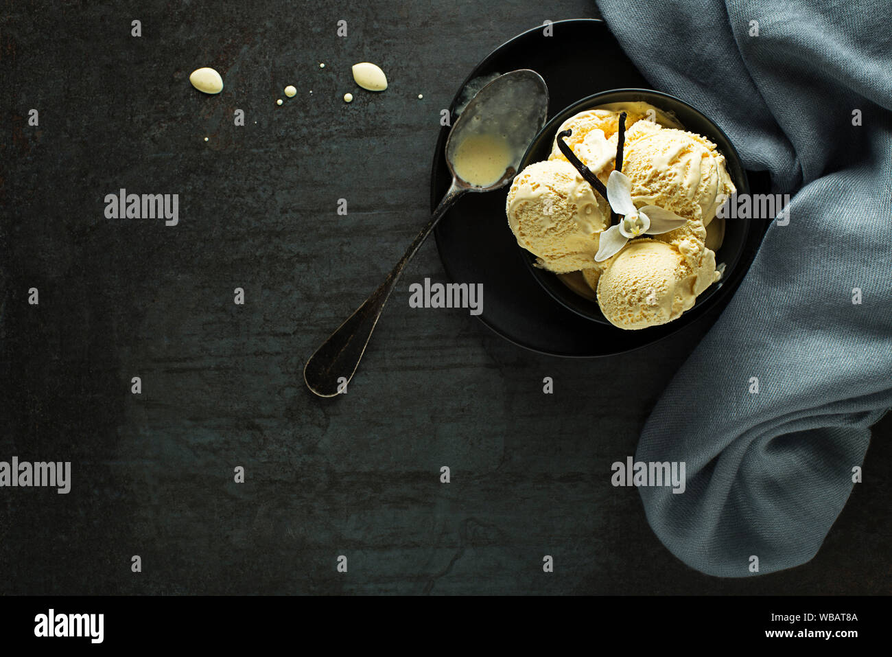 Homemade natural Organic Vanilla Ice Cream scoops in a bowl Stock Photo ...