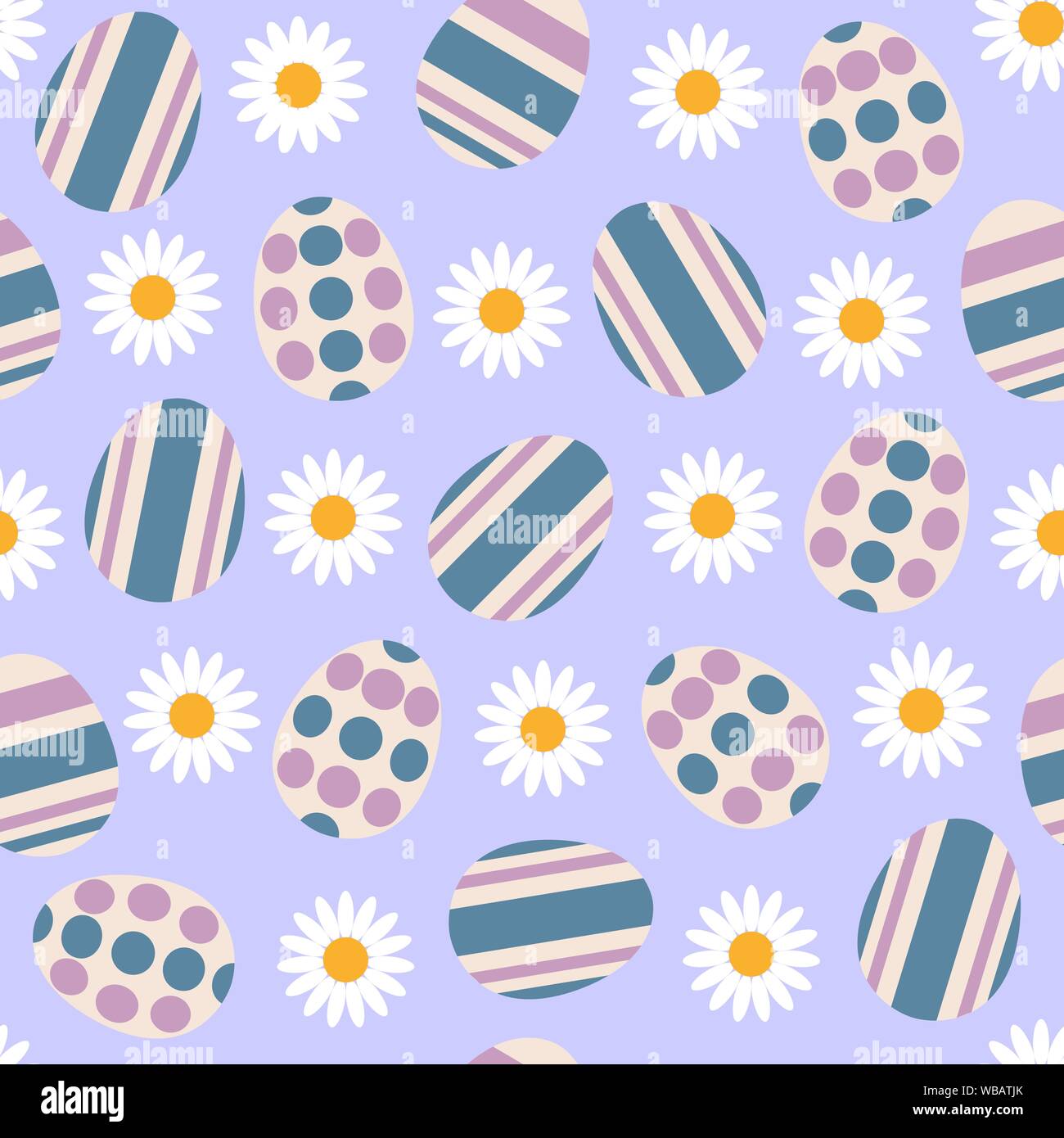 Seamless pattern with Easter eggs and chamomiles. Vector illustration EPS10 Stock Vector