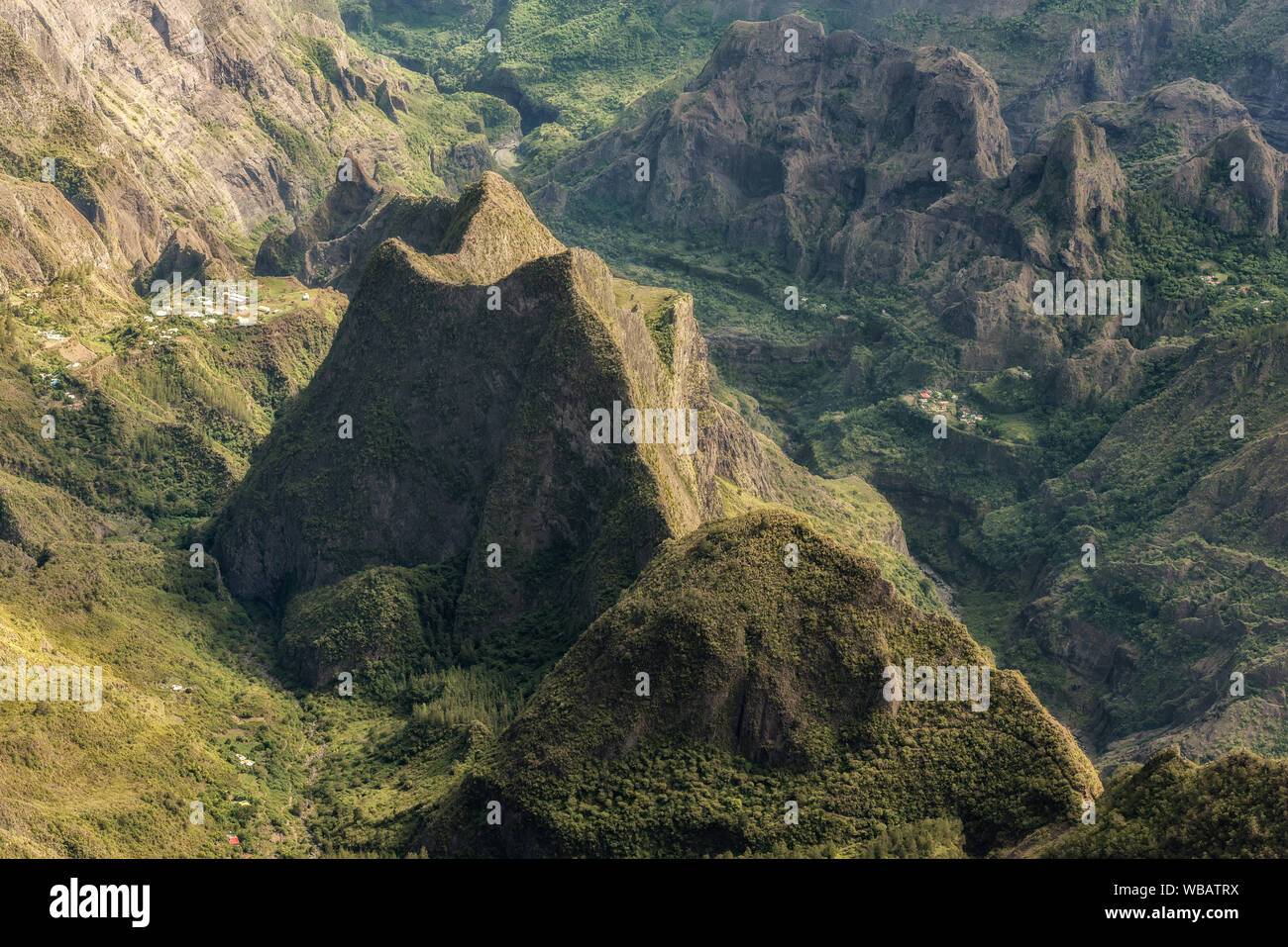 cirque of mafate, highland of the reunion island , view from maïdo summit. Stock Photo