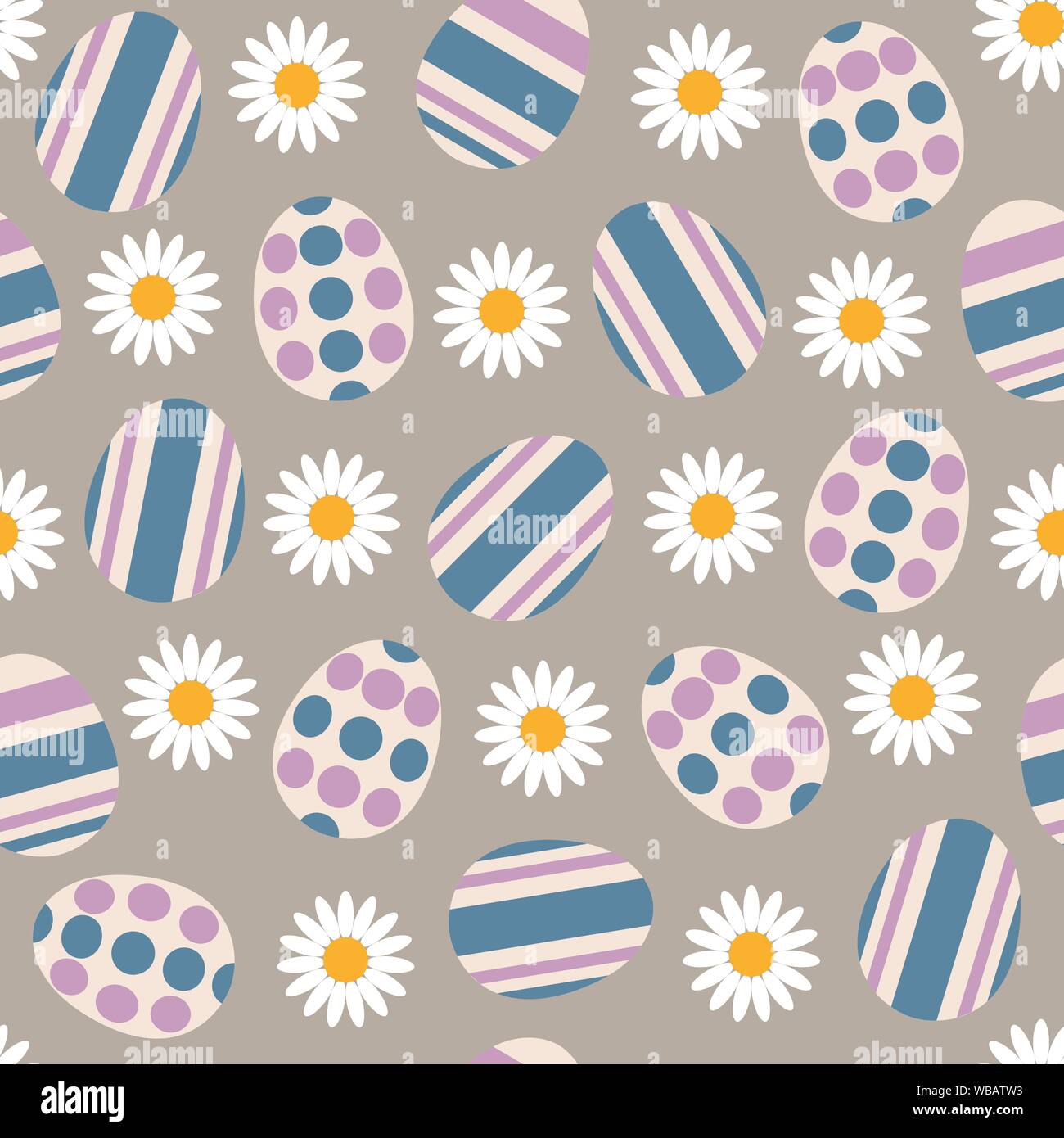 Seamless pattern with Easter eggs and chamomiles. Vector illustration EPS10 Stock Vector