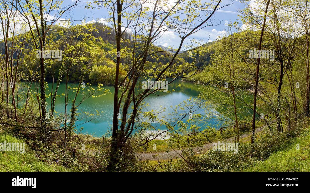 Ibai-Eder Reservoir, Ibaider River, Nuarbe, Gipuzkoa, Basque Country, Spain Stock Photo