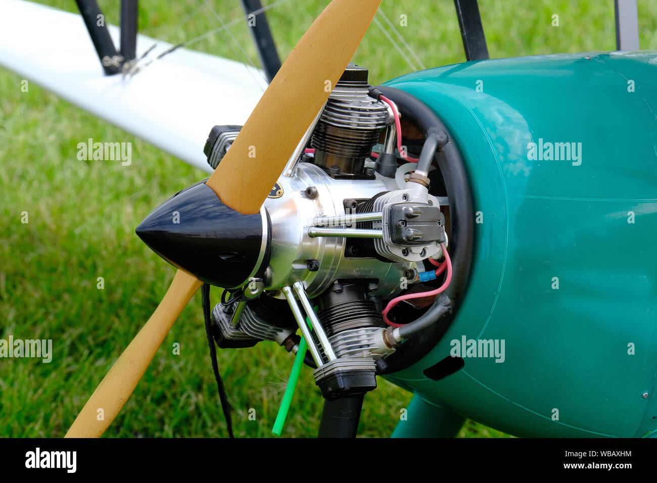 Model radio control airc4raft engine and propeller. Stock Photo