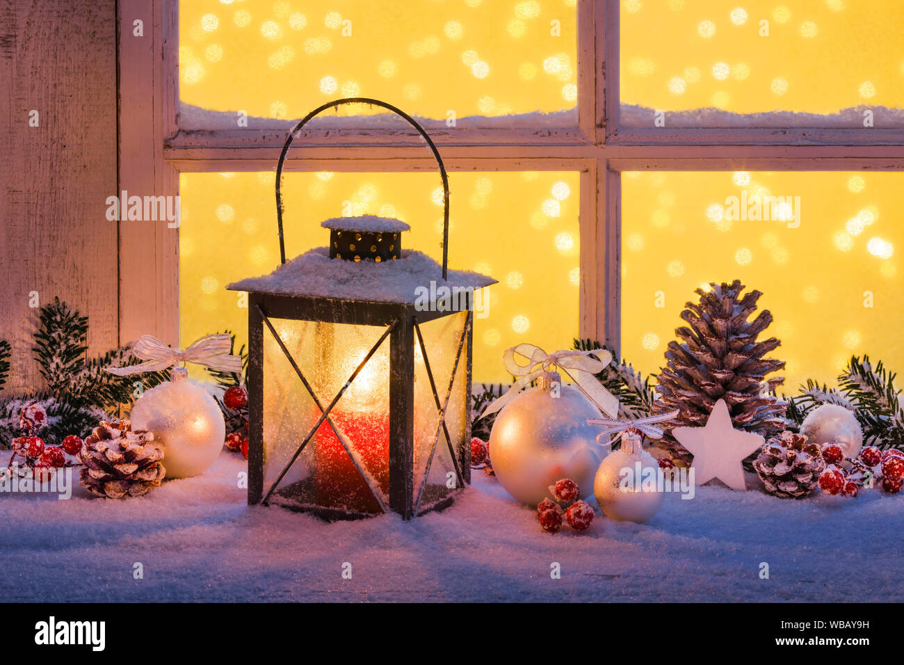 Christmas lantern and window hires stock photography and images Alamy