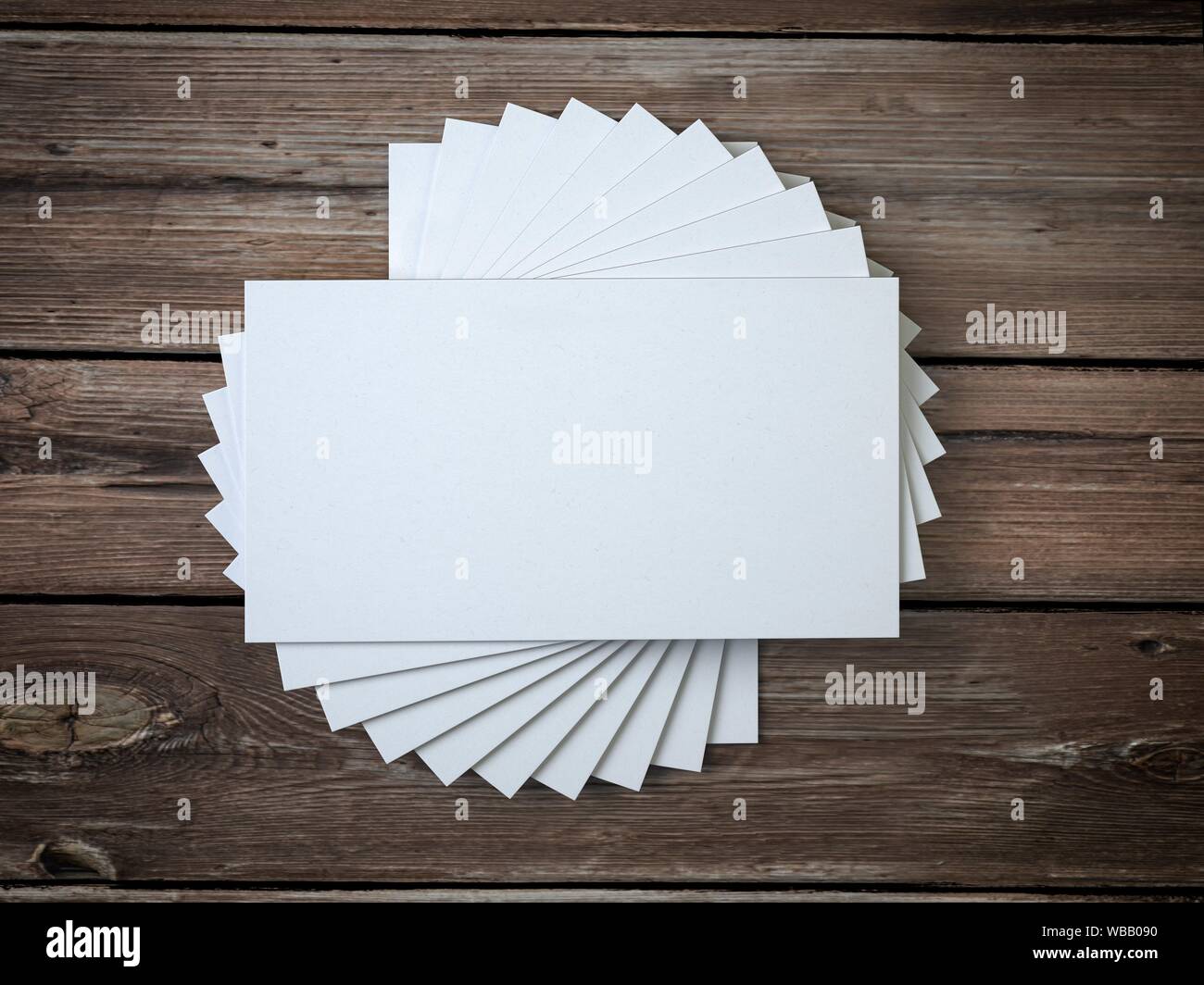 White blank business cards mockup template on the wooden table. 3d  illustration Stock Photo - Alamy