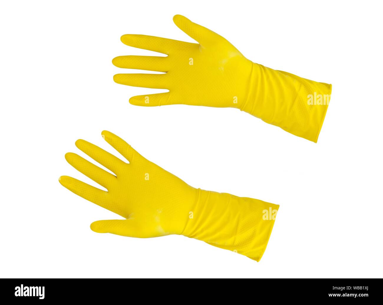Yellow rubber gloves isolated on a white background. Hand protection