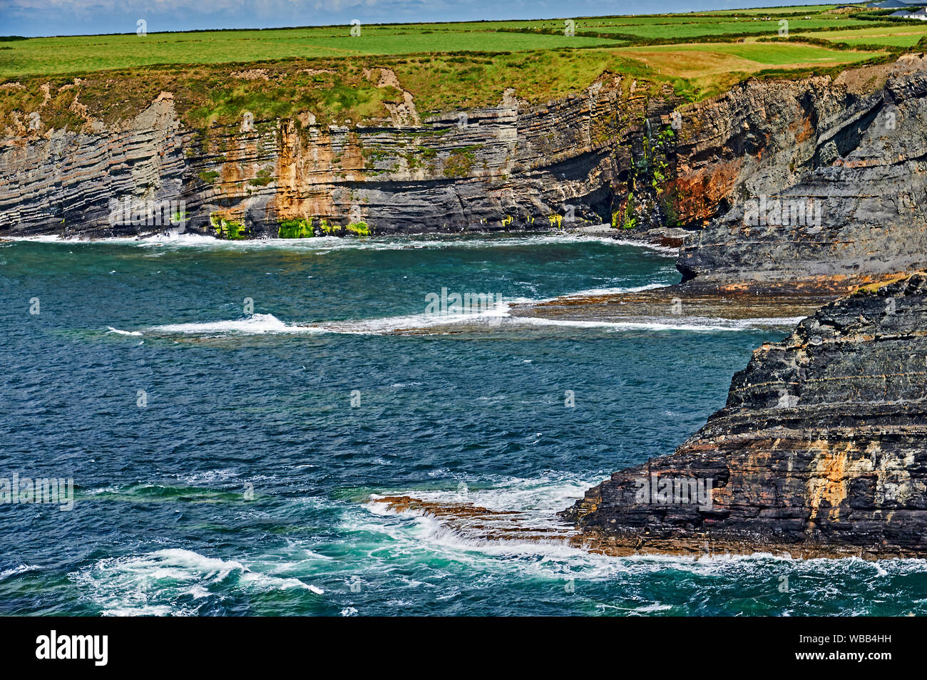 Bromore Cliffs, County Kerry, Republic of Ireland form part of the Wild Atlantic Way, a tourist route that follows the west coast of Ireland. Stock Photo