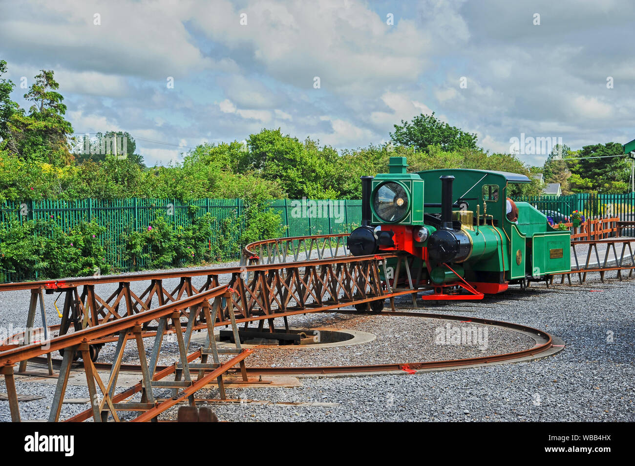 The Lartigue Monorail in Listowel, County Kerry, Republic of Ireland, is a unique railway system built by Frenchman Charles Lartigue. Stock Photo