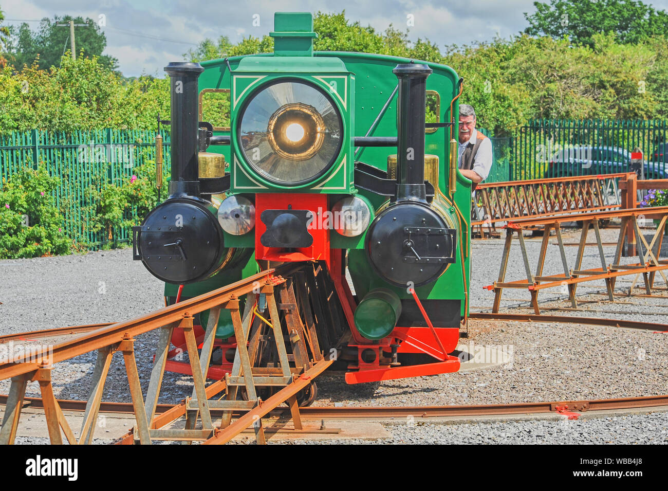 The Lartigue Monorail in Listowel, County Kerry, Republic of Ireland, is a unique railway system built by Frenchman Charles Lartigue. Stock Photo