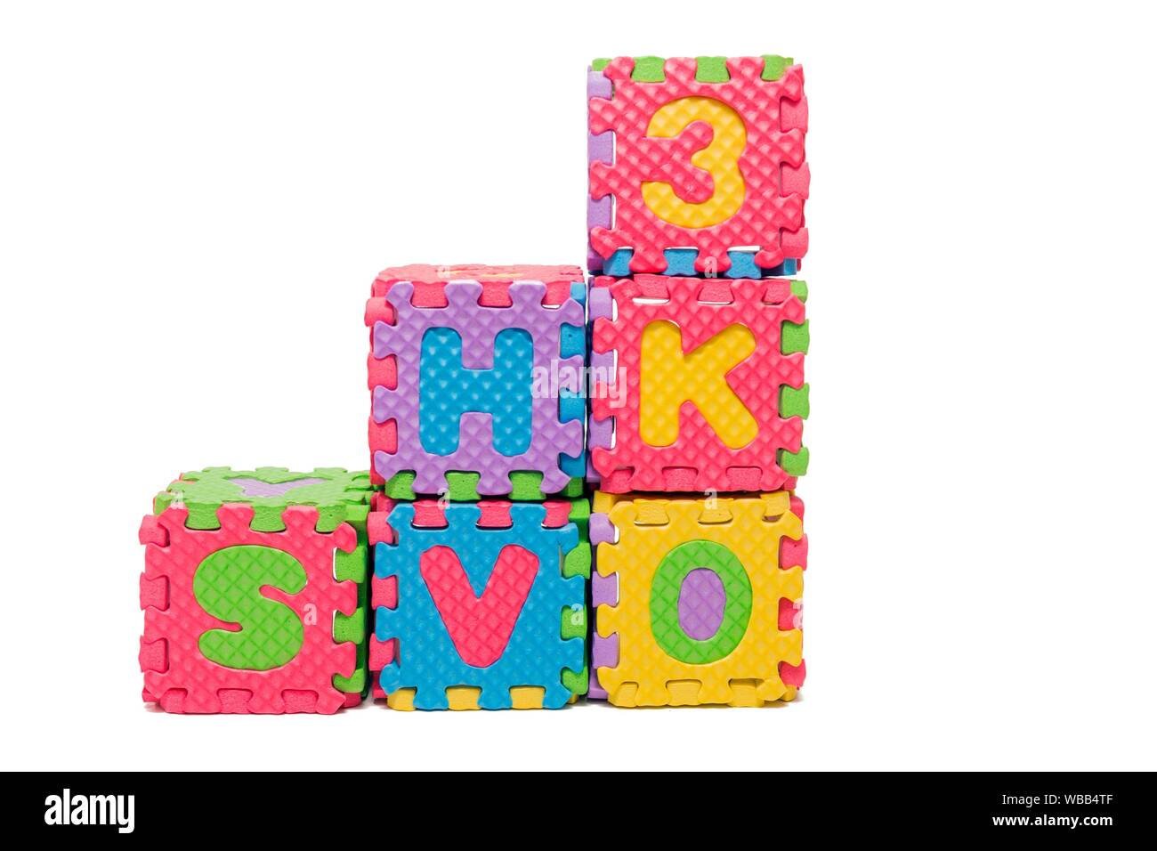 Foam puzzle letter cubes isolated on a white background Stock Photo Alamy