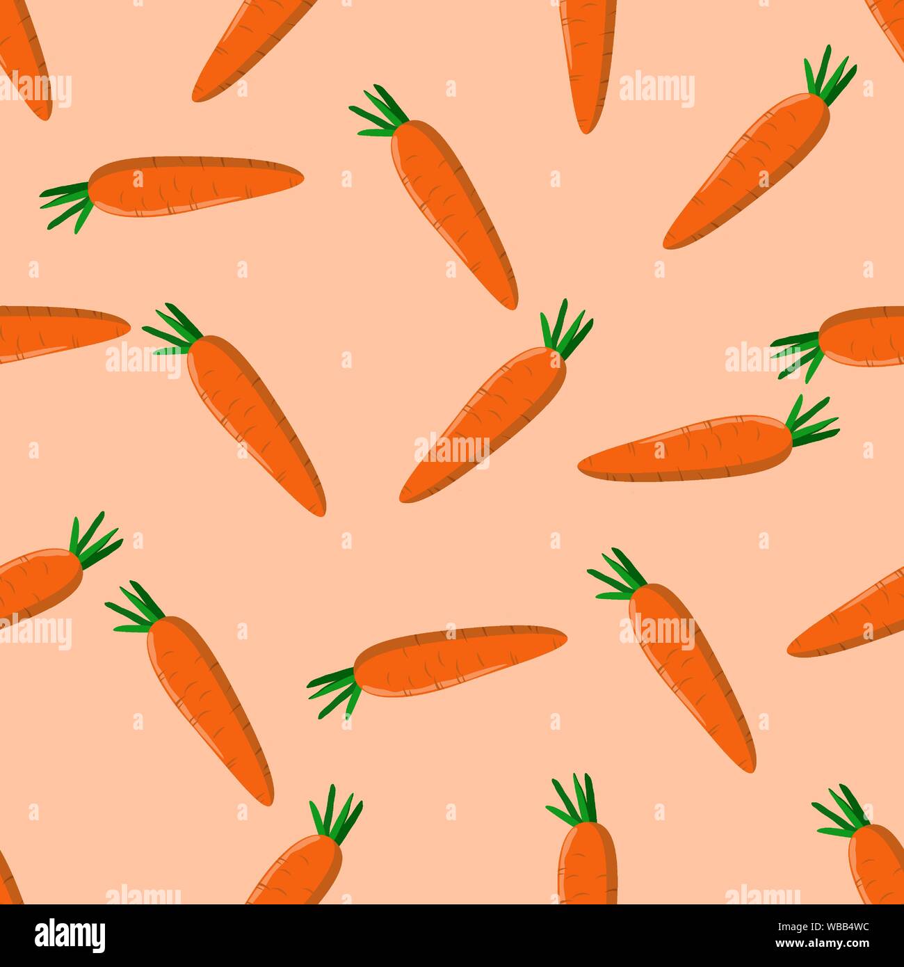 fresh carrots vegetable isolated on yellow background vector illustration seamless pattern Stock Vector