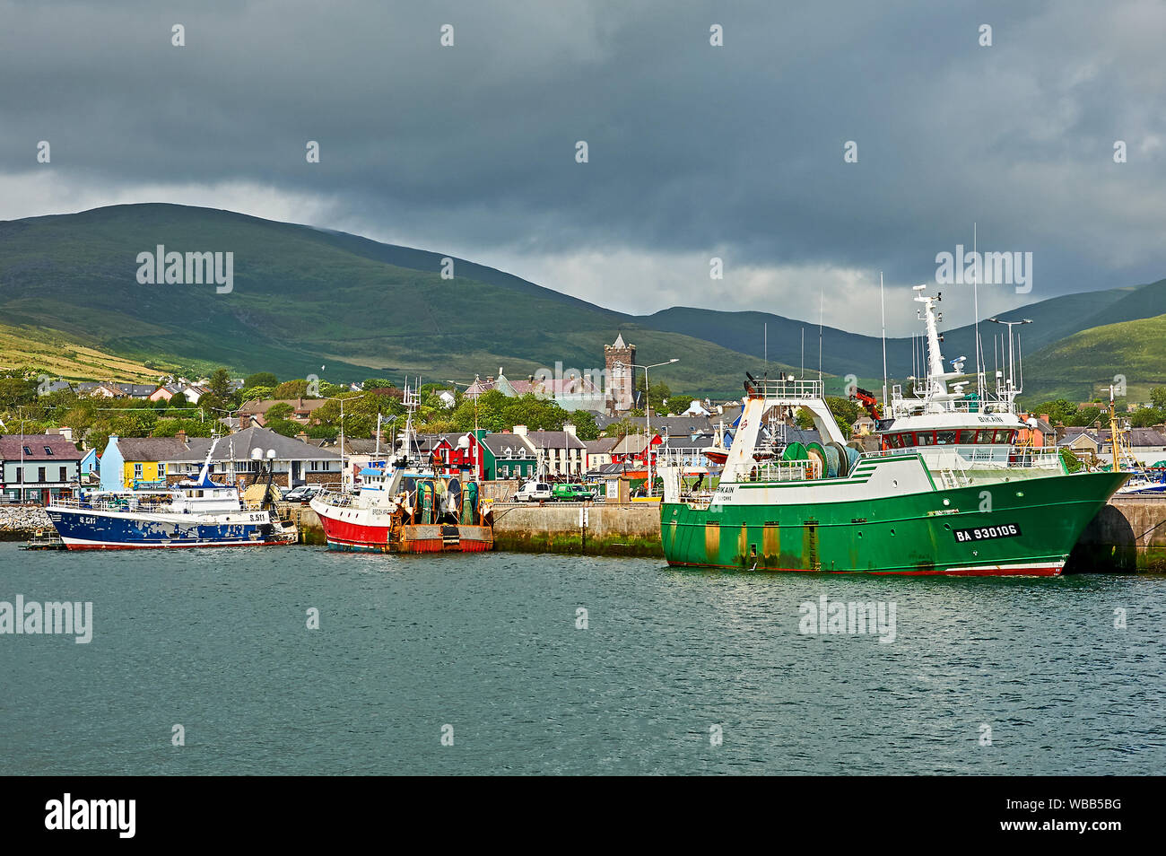 Dingle, County Kerry and fishing boats in the harbour Stock Photo