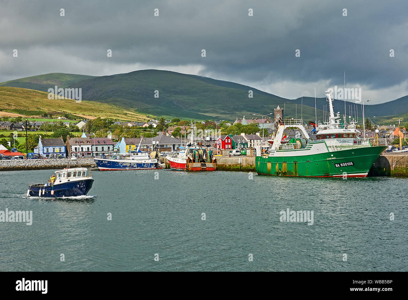 Dingle, County Kerry and fishing boats in the harbour Stock Photo