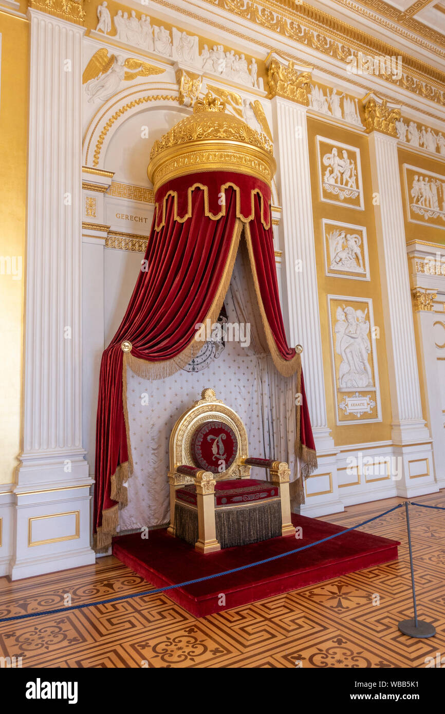 The King's Throne Room (King Ludwig I 1825-1848) in the Munich Residenz, Munich, Bavaria, Germany. Stock Photo