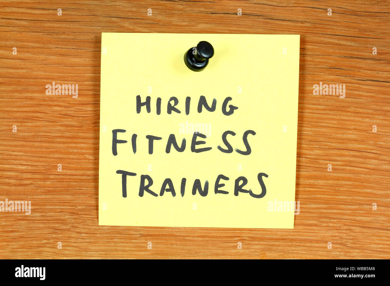 Sticky note with employment opportunity message hiring fitness