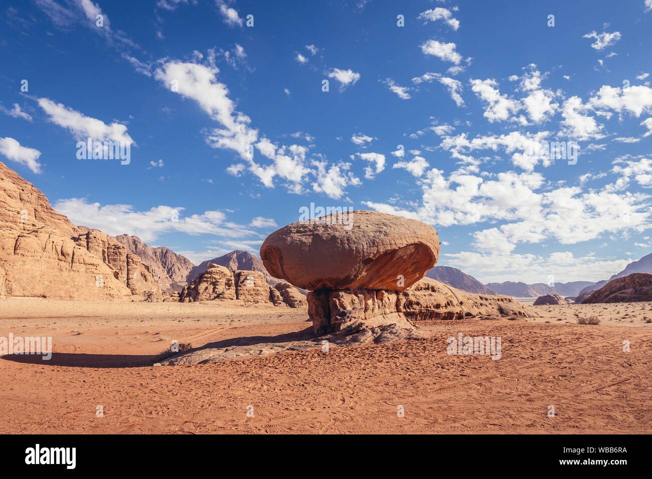 Mushroom Rock in Wadi Rum valley also called Valley of the Moon in Jordan Stock Photo Alamy