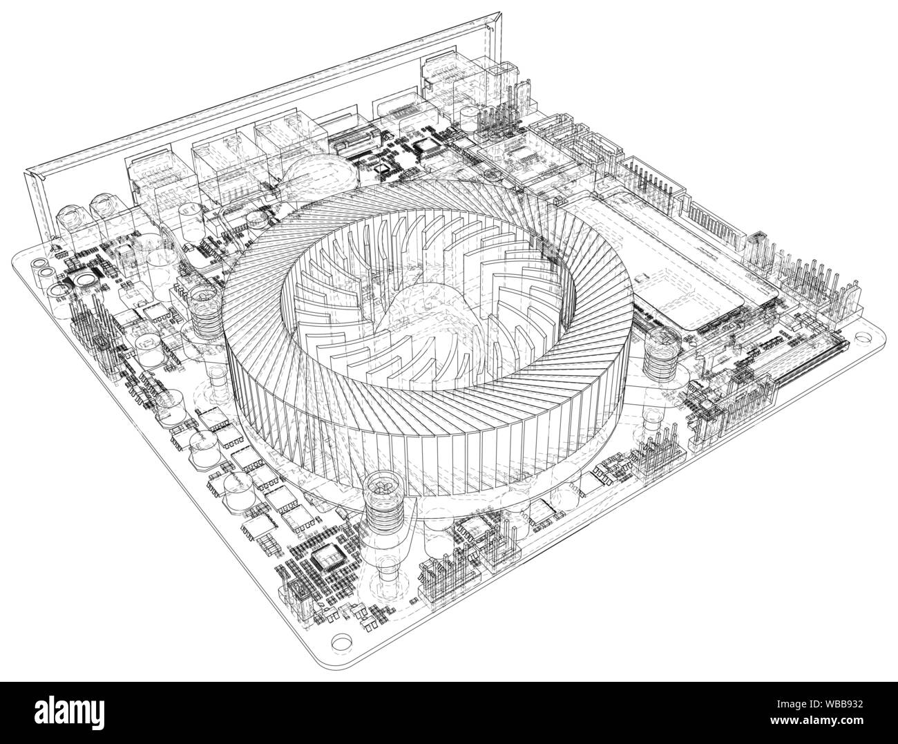 Circuit board. Electronic computer hardware technology. Vector ...