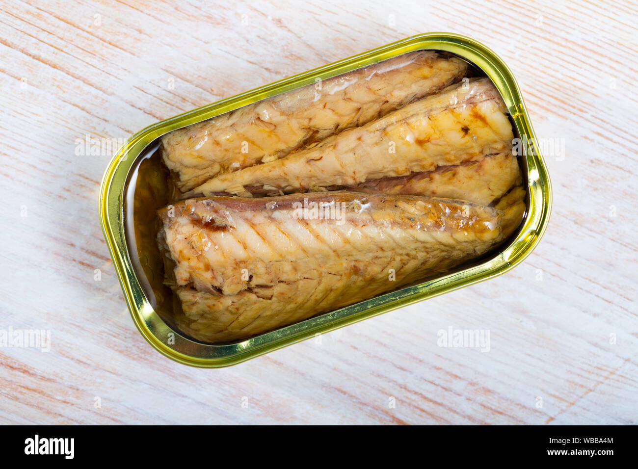 Image of  deliciously tinned sprats fillet of mackerel  in sunflower oil Stock Photo