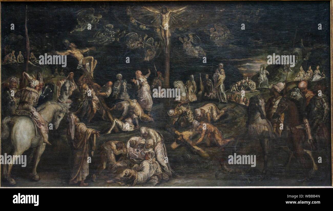 'The Crucifixion of Christ', 1550/55, by Jacopo Tintoretto (1529-1594) Stock Photo