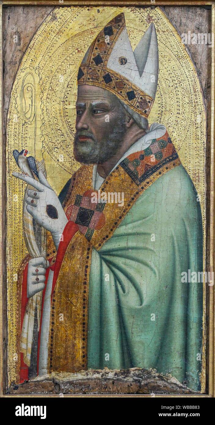 'Holy Bishop with a Goldfinch', 1535/40, by Bernardo Daddi (1290/99-1348) Stock Photo