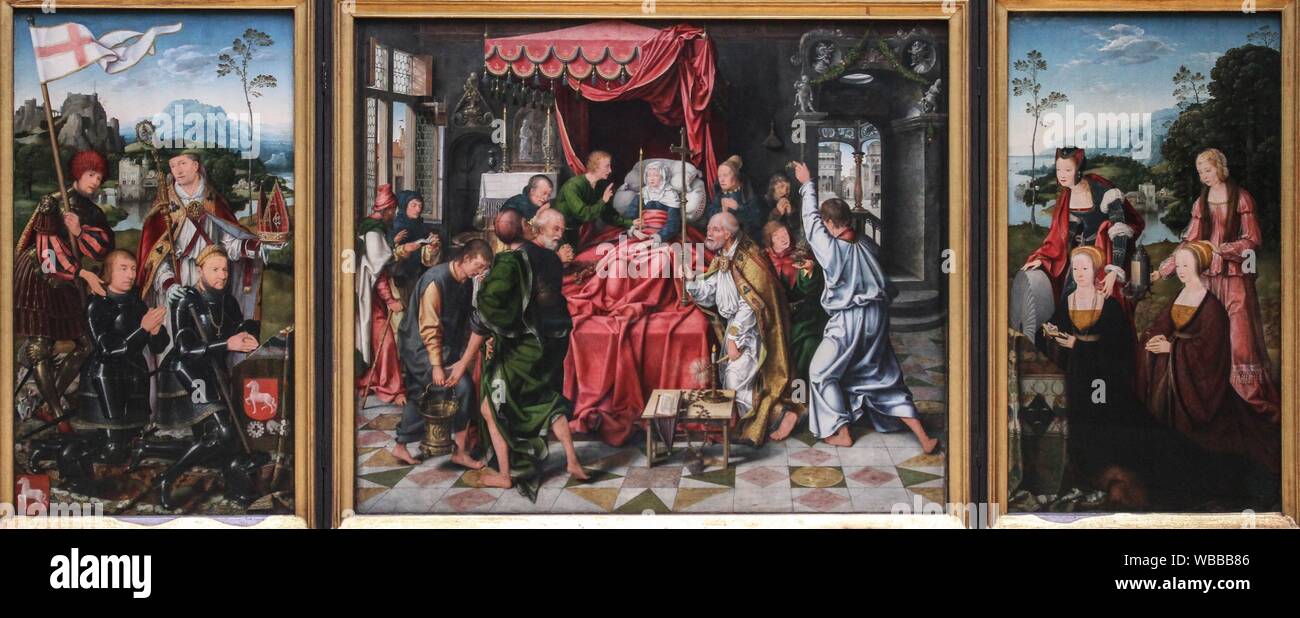 'The Death of the Virgin Mary', 1520/25, by Joos van Cleve (Joos van der Beke) (1485-1540/41) Stock Photo