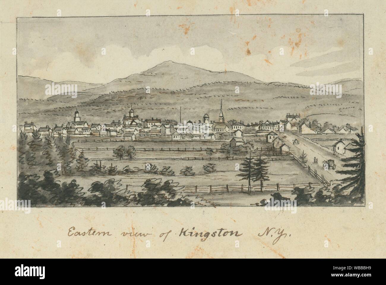 Eastern view of Kingston N.Y. Barber, John Warner (1798-1885) (Artist). I. N. Phelps Stokes Collection of American Historical Prints Individual Stock Photo
