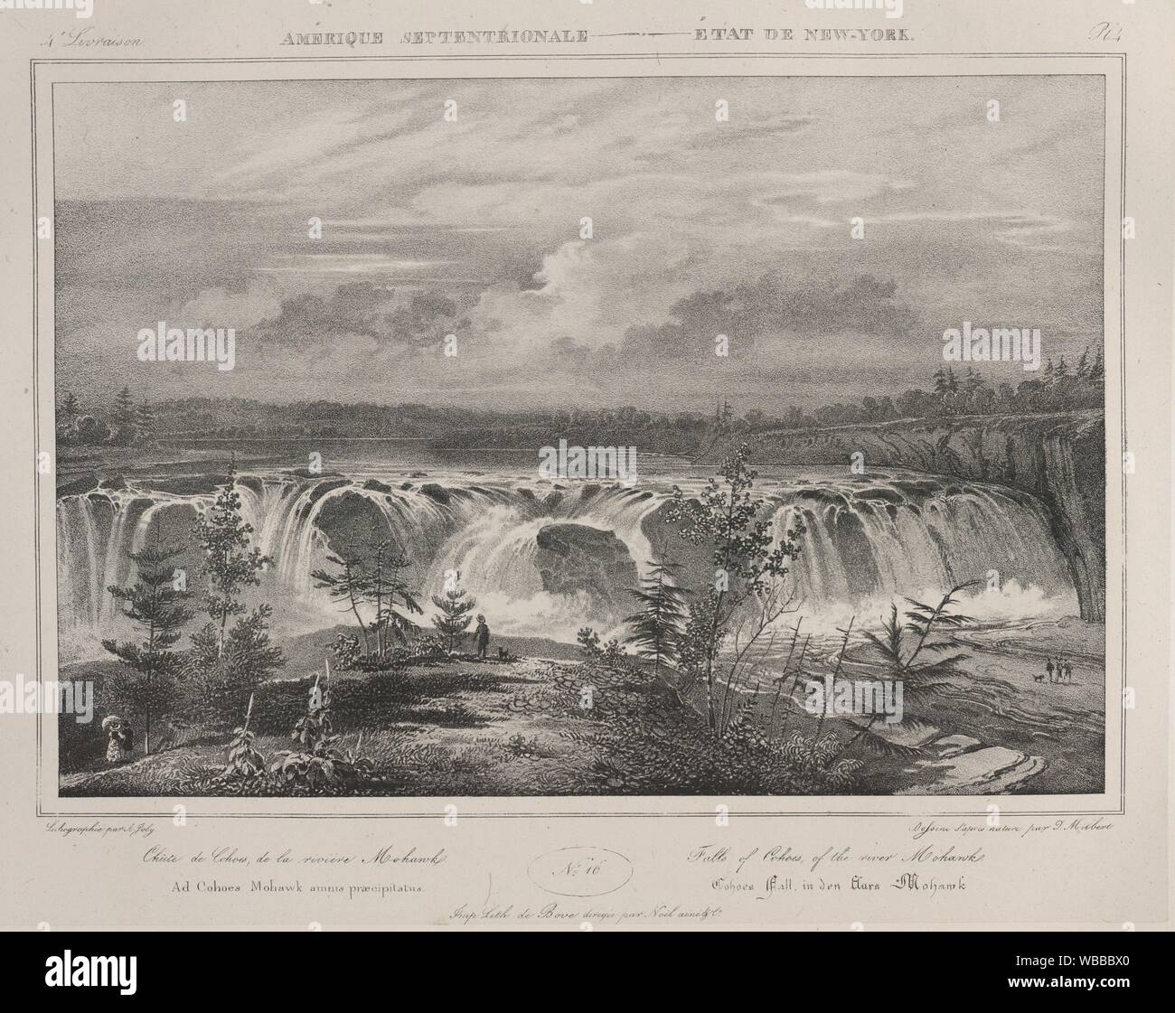 Falls of Cohoes, of the River Mohawk. Milbert, Jacques Gérard, 1766-1840 (Artist). Itineraire pittoresque du fleuve Hudson et des parties laterales Stock Photo