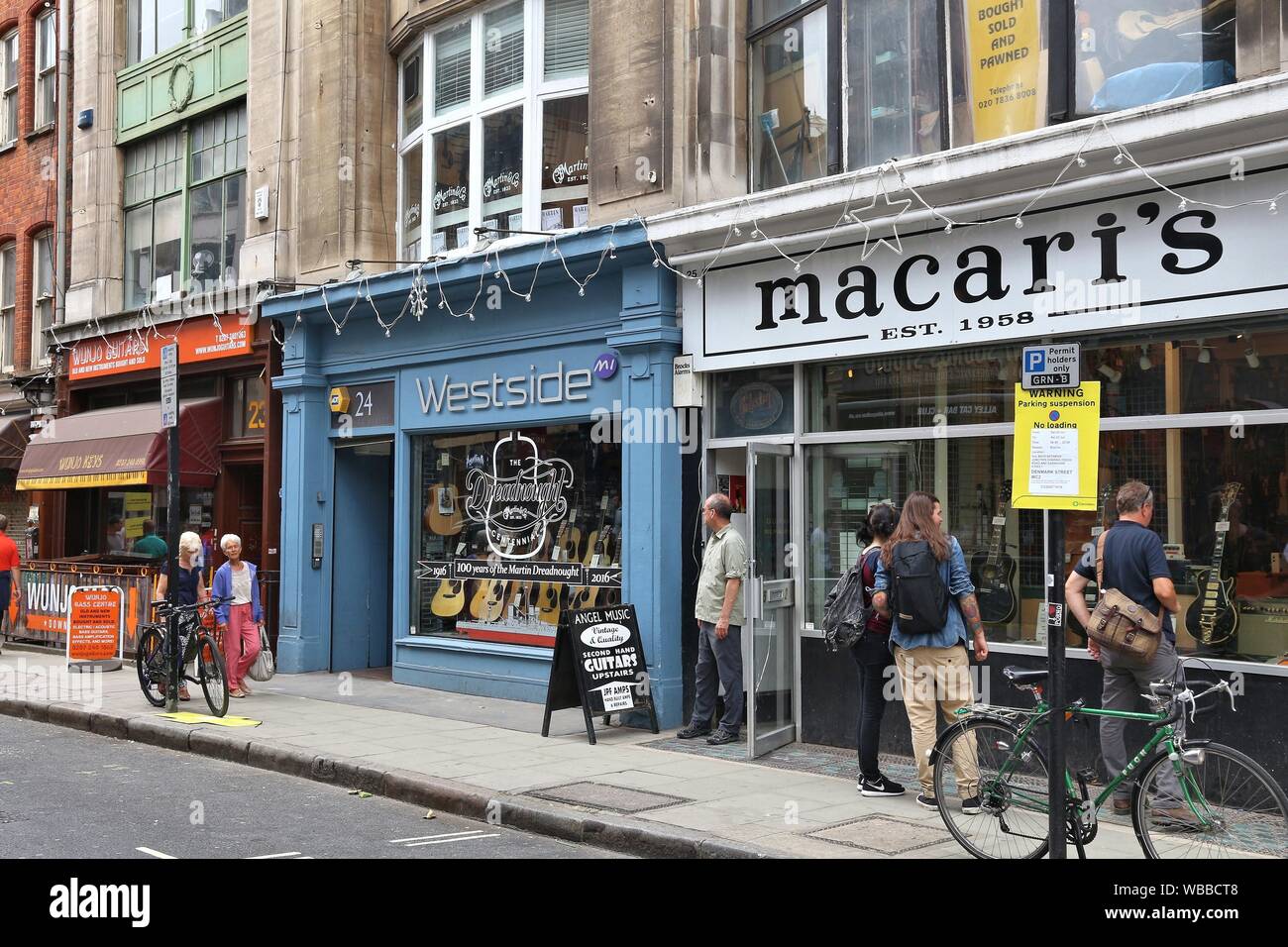 LONDON, UK JULY 9, 2016 People visit musical instruments shops at